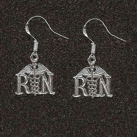 Sterling Silver RN (REGISTERED NURSE) Dangle Earrings