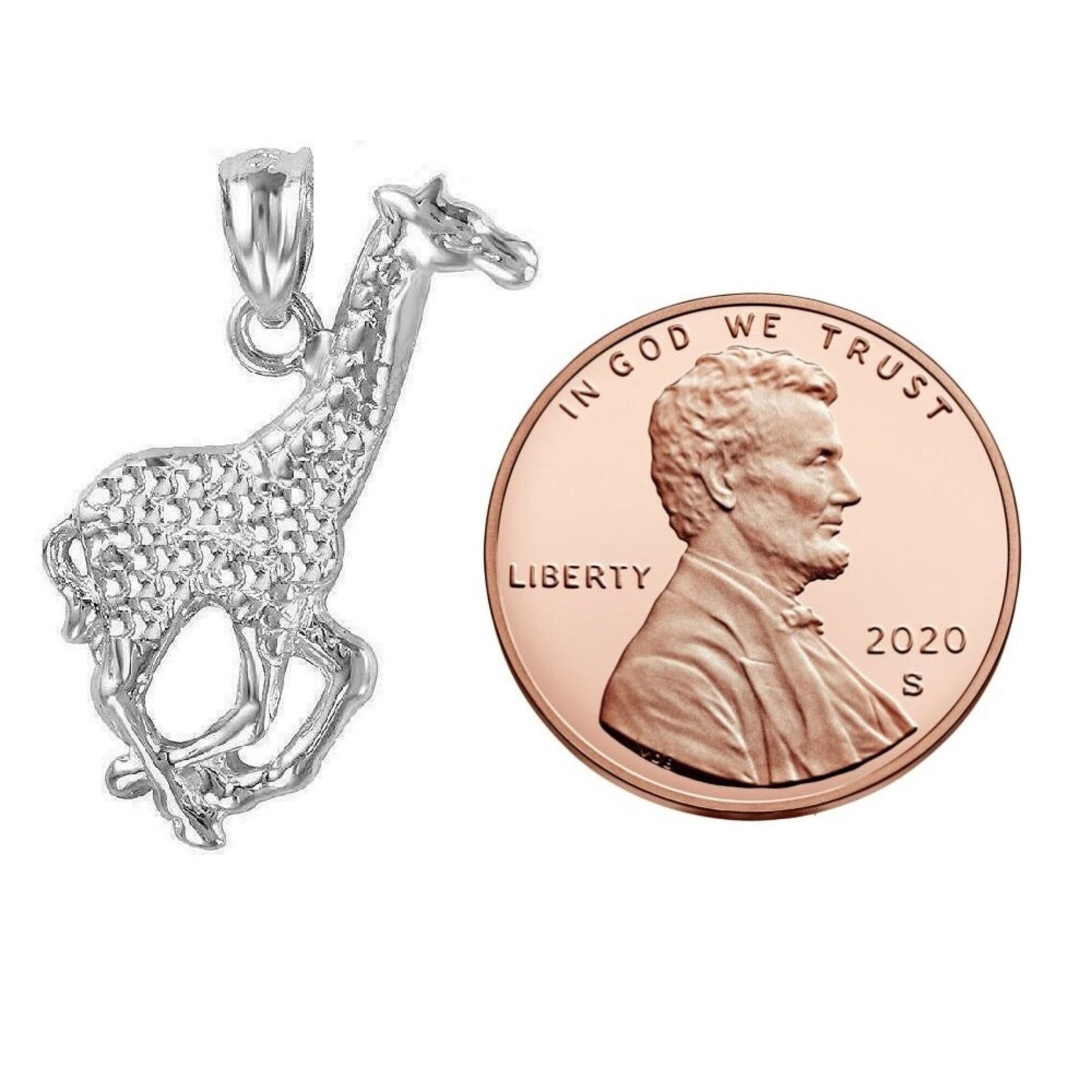 925 Sterling Silver Necklace w/ Giraffe Pendant Charm