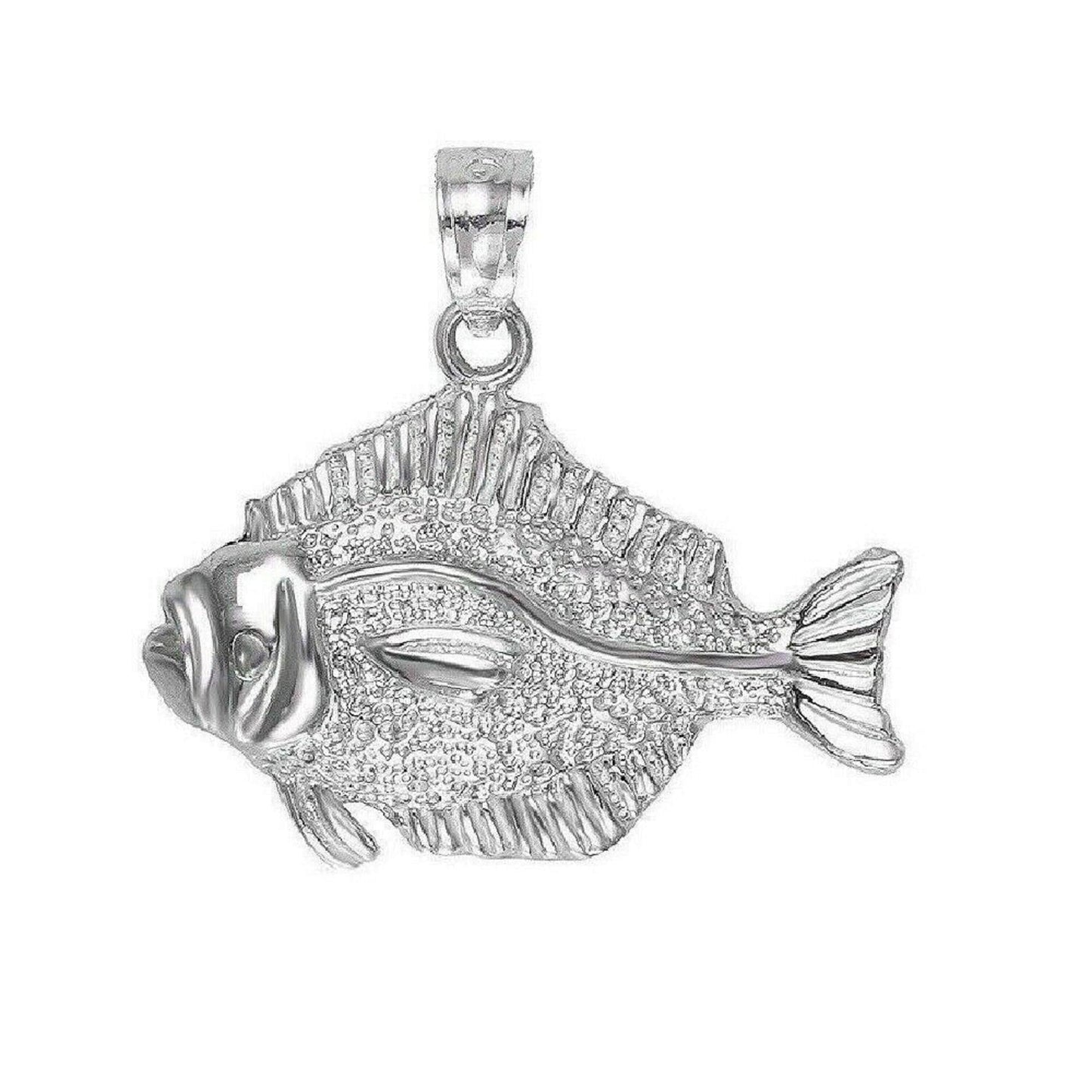 925 Sterling Silver Necklace w/ Halibut Fish Pendant Charm