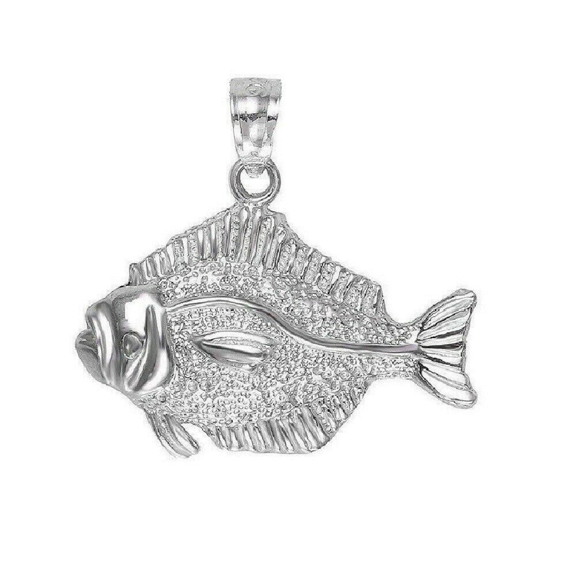 925 Sterling Silver Necklace w/ Halibut Fish Pendant Charm