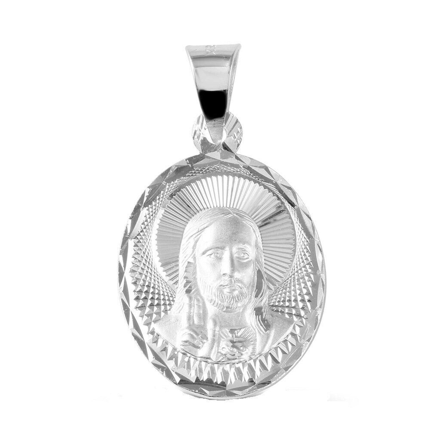 925 Sterling Silver Necklace w/ Jesus Pendant Charm