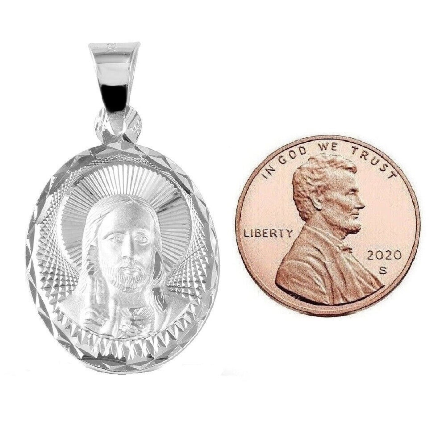 925 Sterling Silver Necklace w/ Jesus Pendant Charm