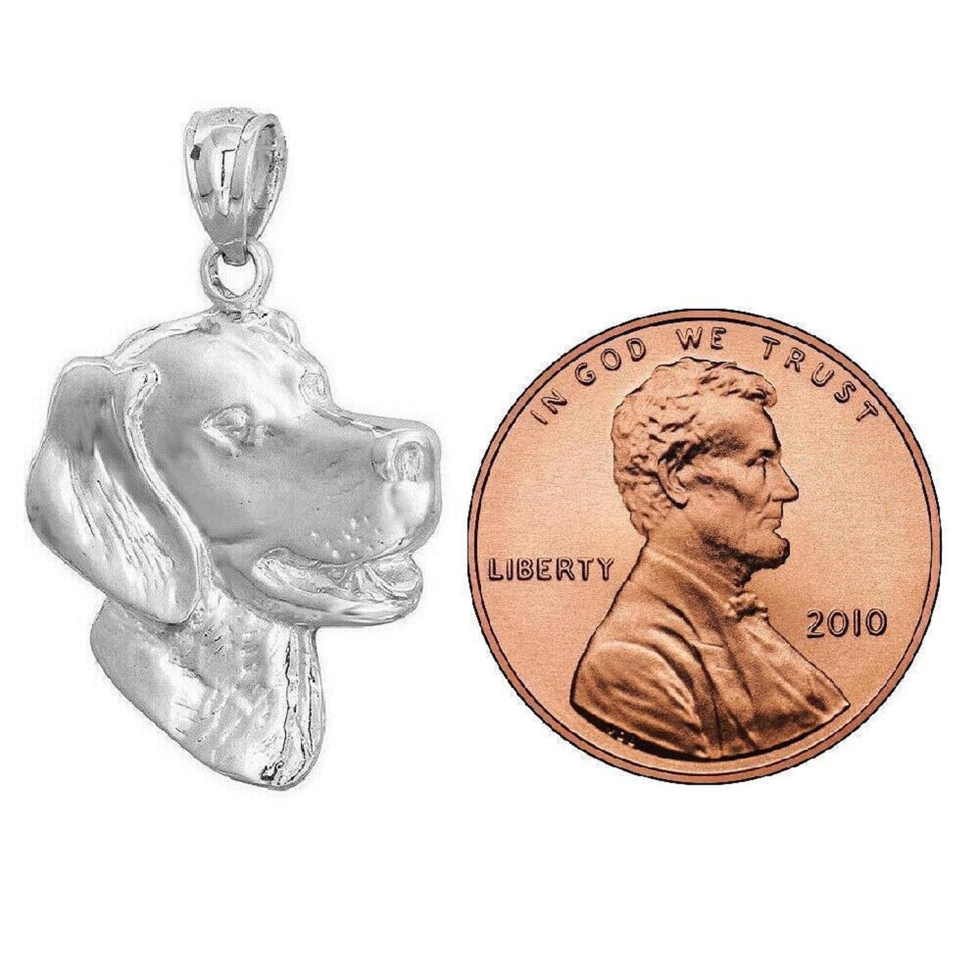 925 Sterling Silver Necklace w/ Labrador Dog Head Pendant Charm