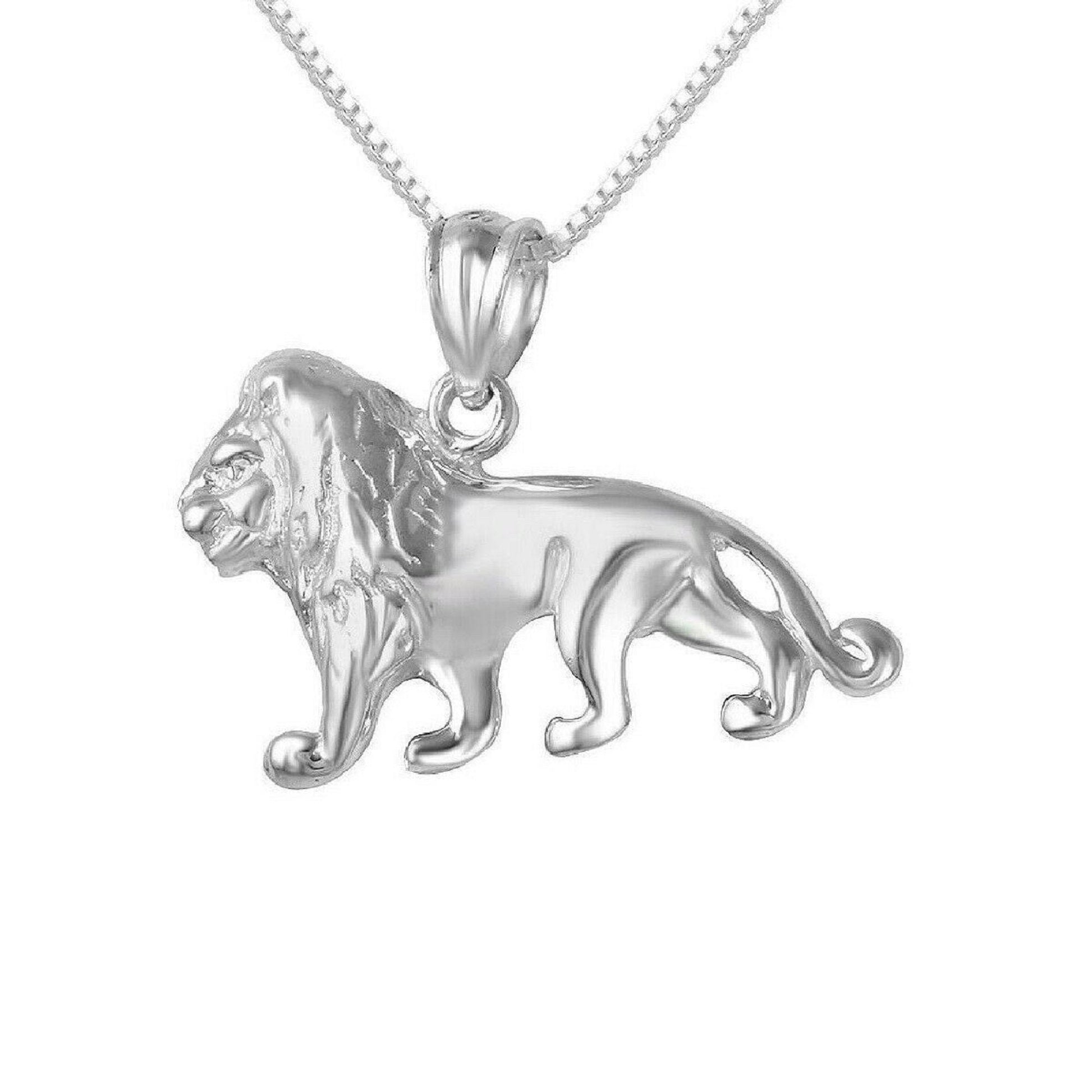 925 Sterling Silver Necklace w/ Lion Pendant Charm