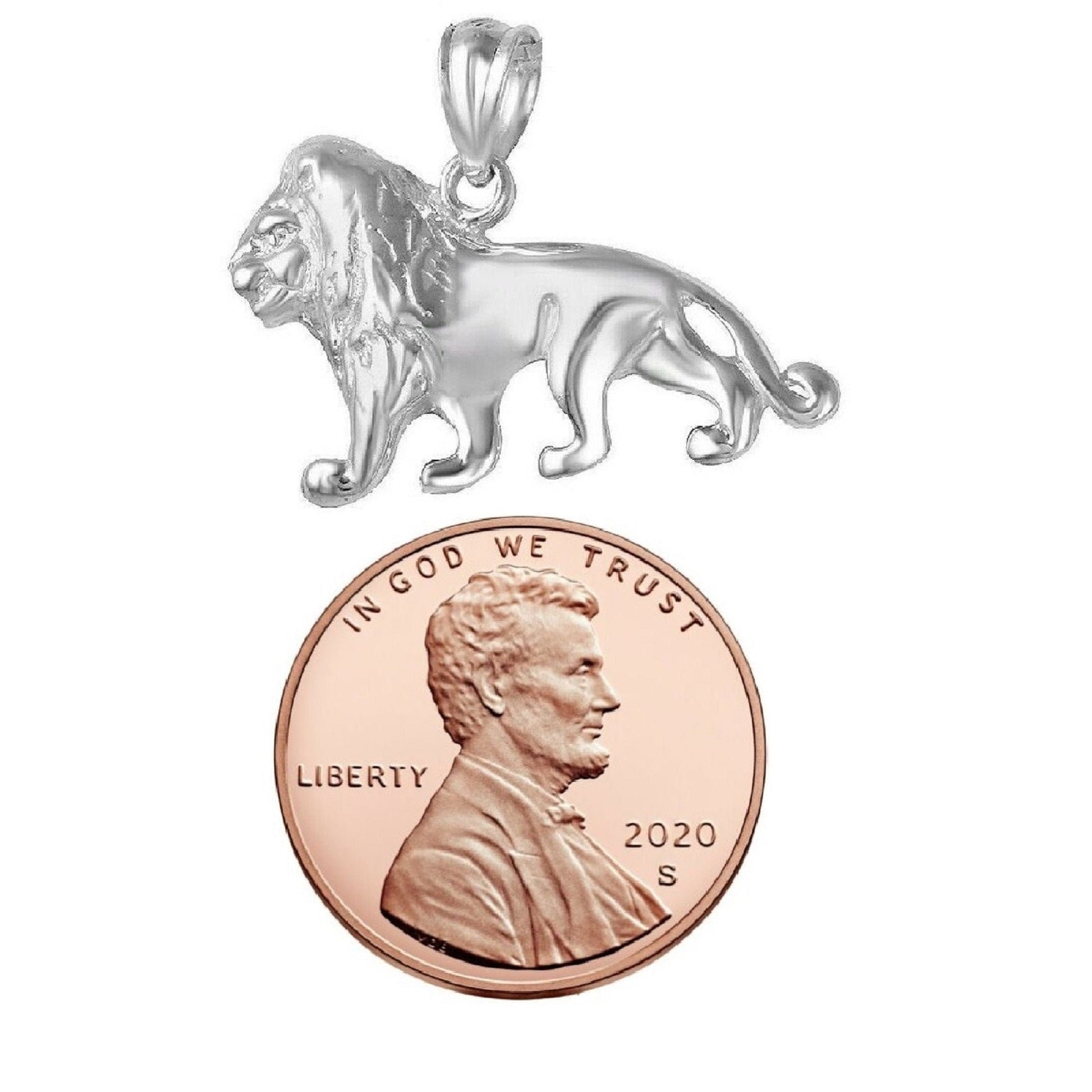 925 Sterling Silver Necklace w/ Lion Pendant Charm