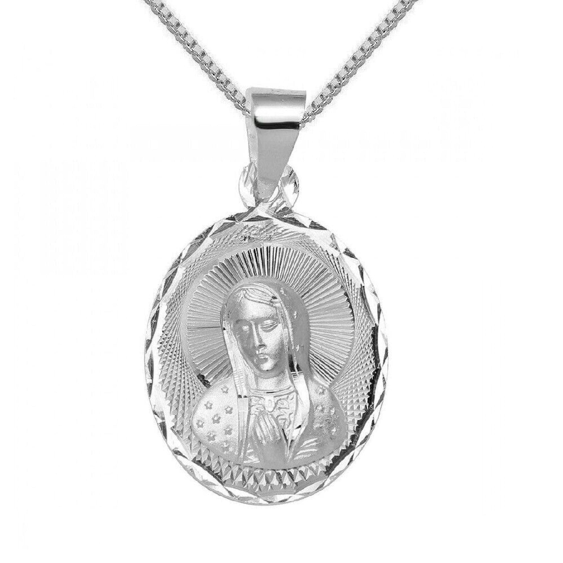 925 Sterling Silver Necklace w/ Mother Mary Pendant Charm