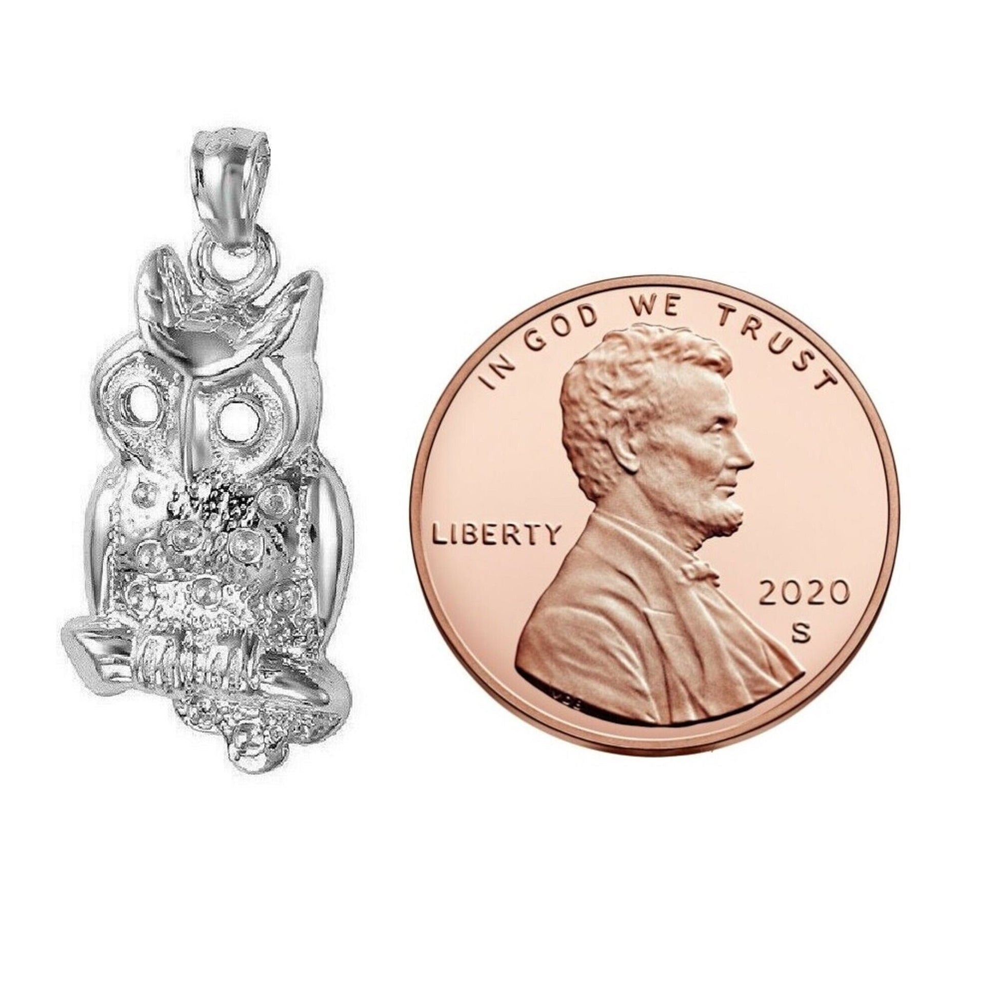 925 Sterling Silver Necklace w/ Owl Pendant Charm