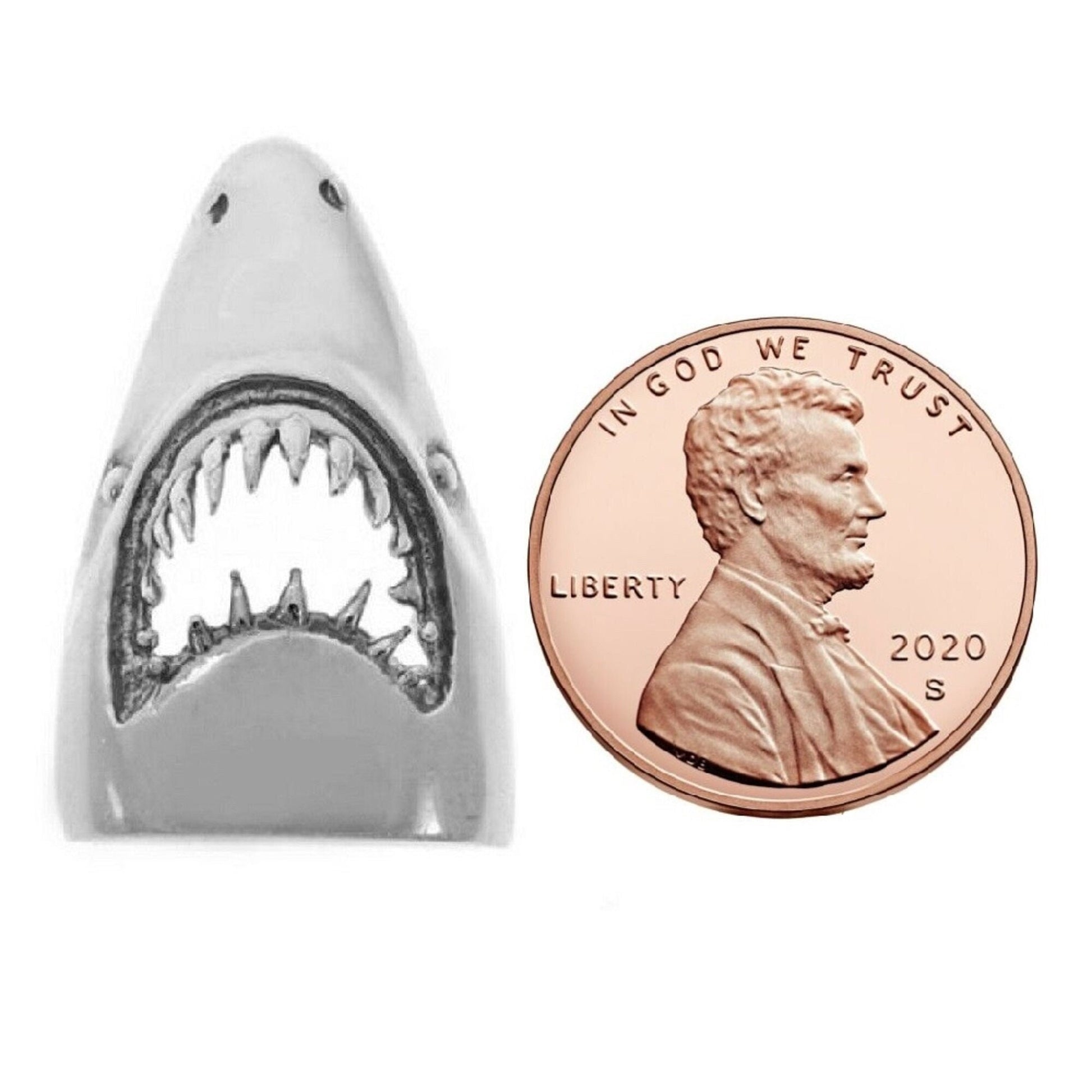 925 Sterling Silver Necklace w/ Shark Head Slide Pendant Charm