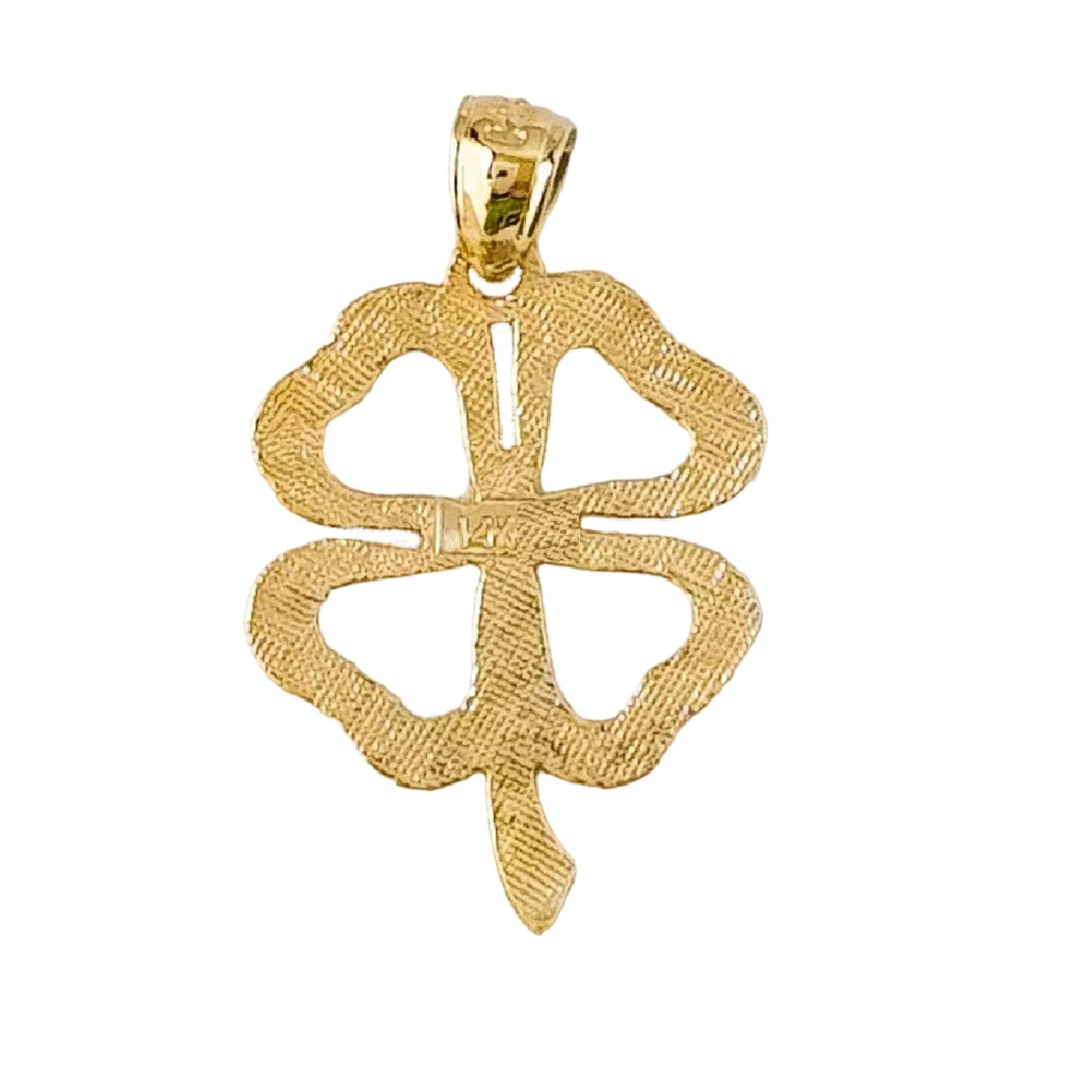 14K Yellow Gold Shamrock Clover Pendant