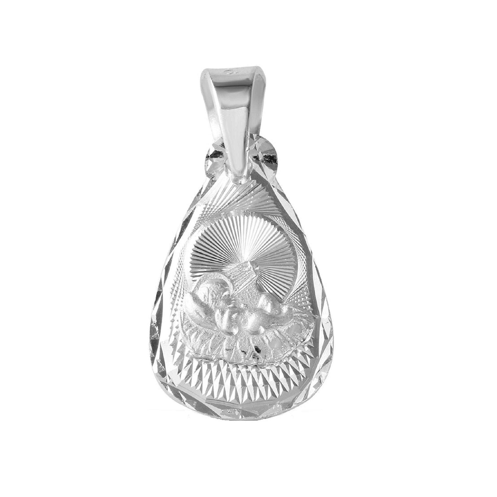 925 Sterling Silver Necklace w/ Teardrop Shape Baptism Pendant Charm