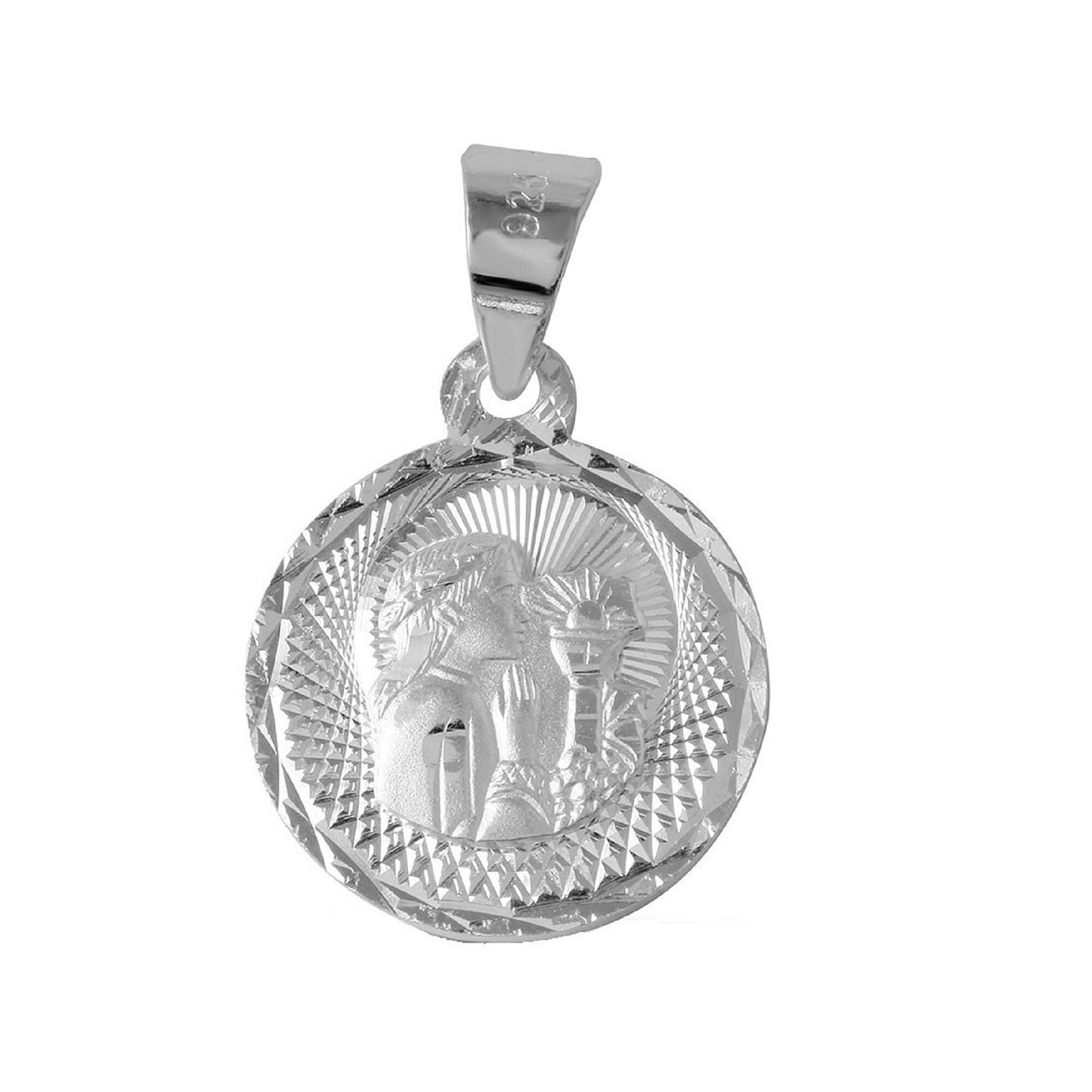 925 Sterling Silver Necklace w/ Communion Round Shaped Pendant Charm