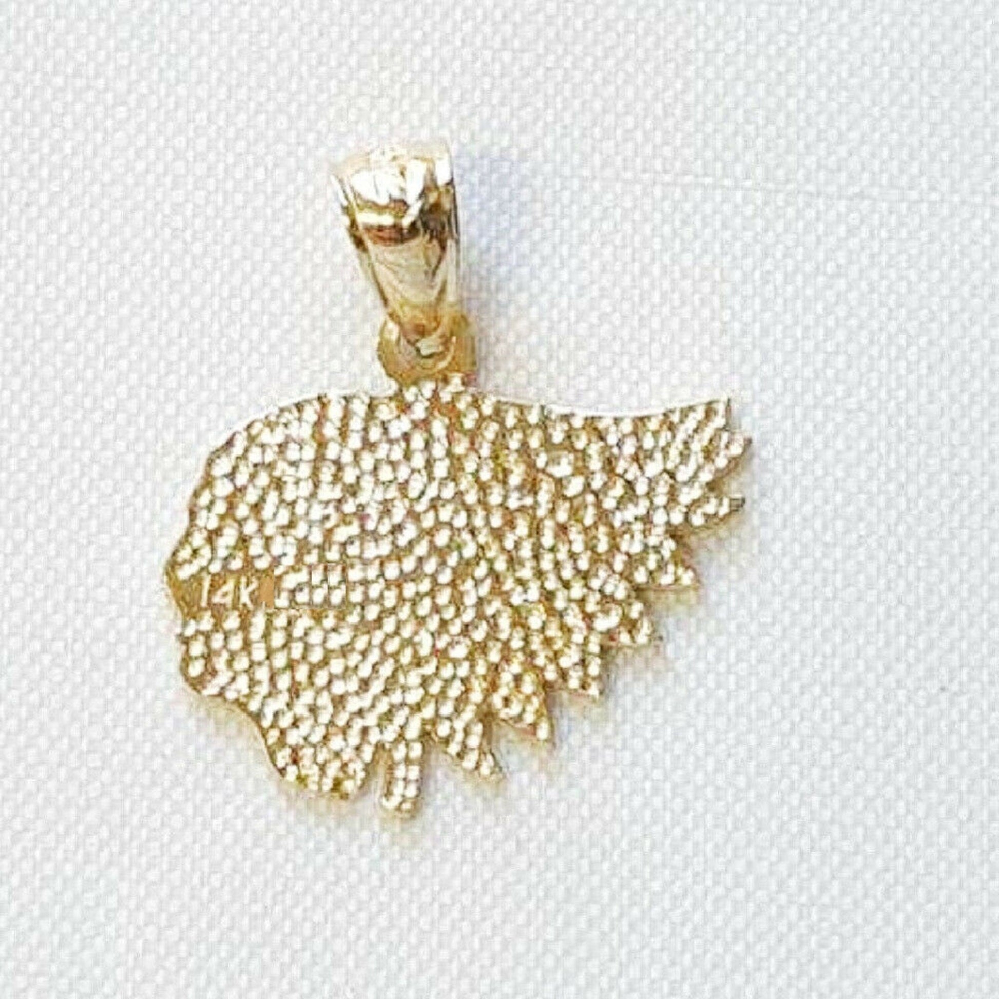 14K Yellow Gold Indian Chief Head Pendant