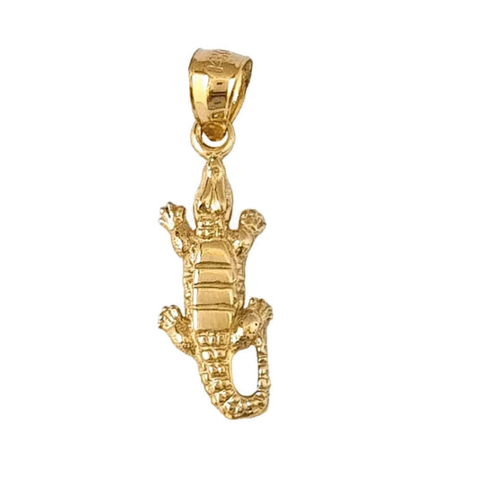 14K Yellow Gold Alligator Crocodile Pendant Charm