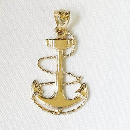 14K Yellow Gold Anchor Pendant