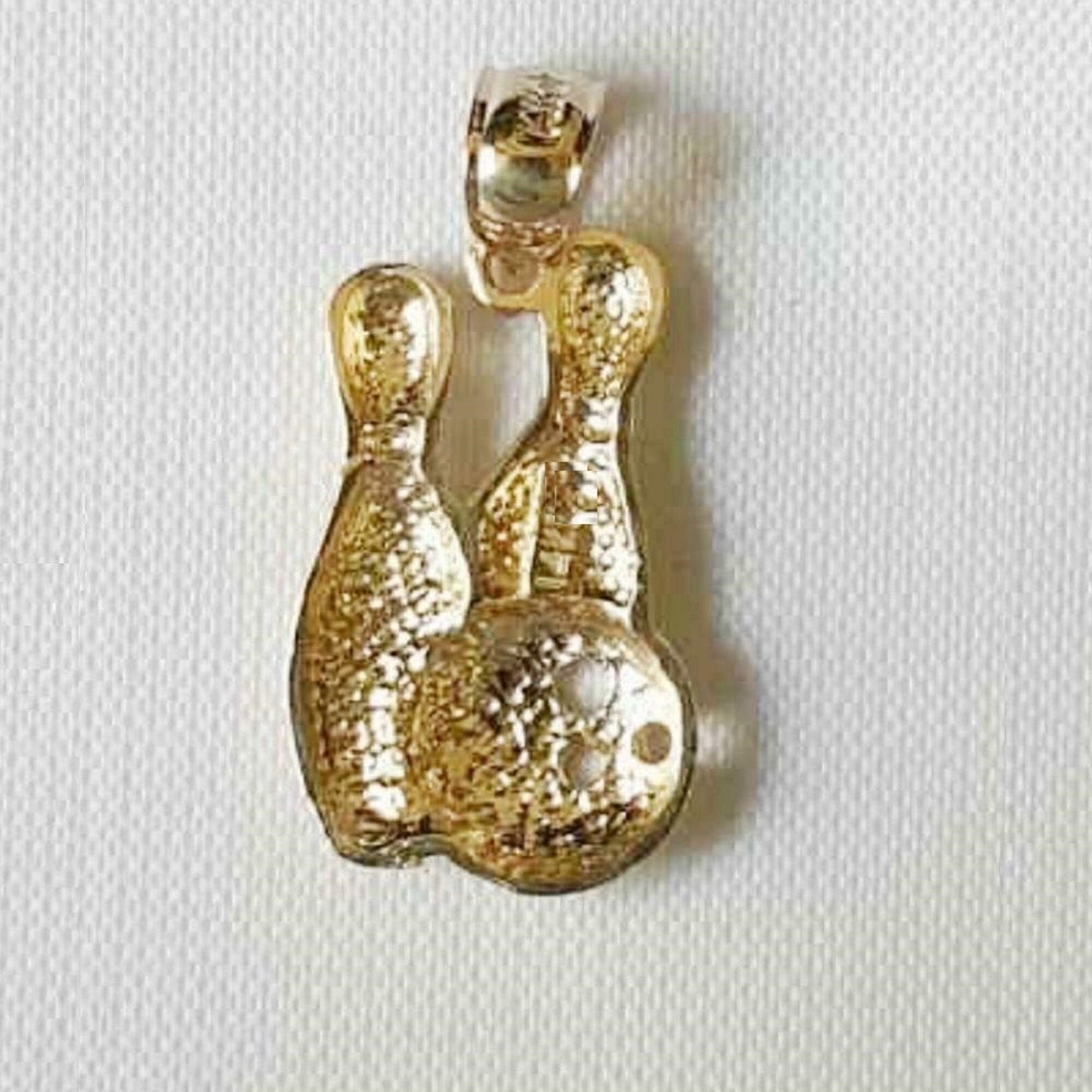 14K Yellow Gold Bowling Pin & Ball Pendant