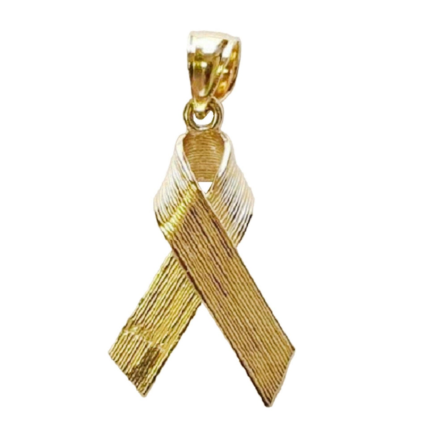 14K Yellow Gold Breast Cancer Awareness Ribbon Pendant
