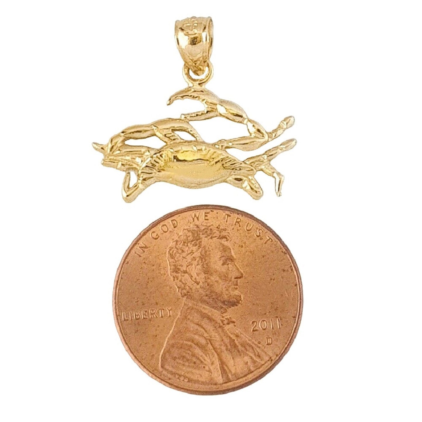 14K Yellow Gold Crab Pendant