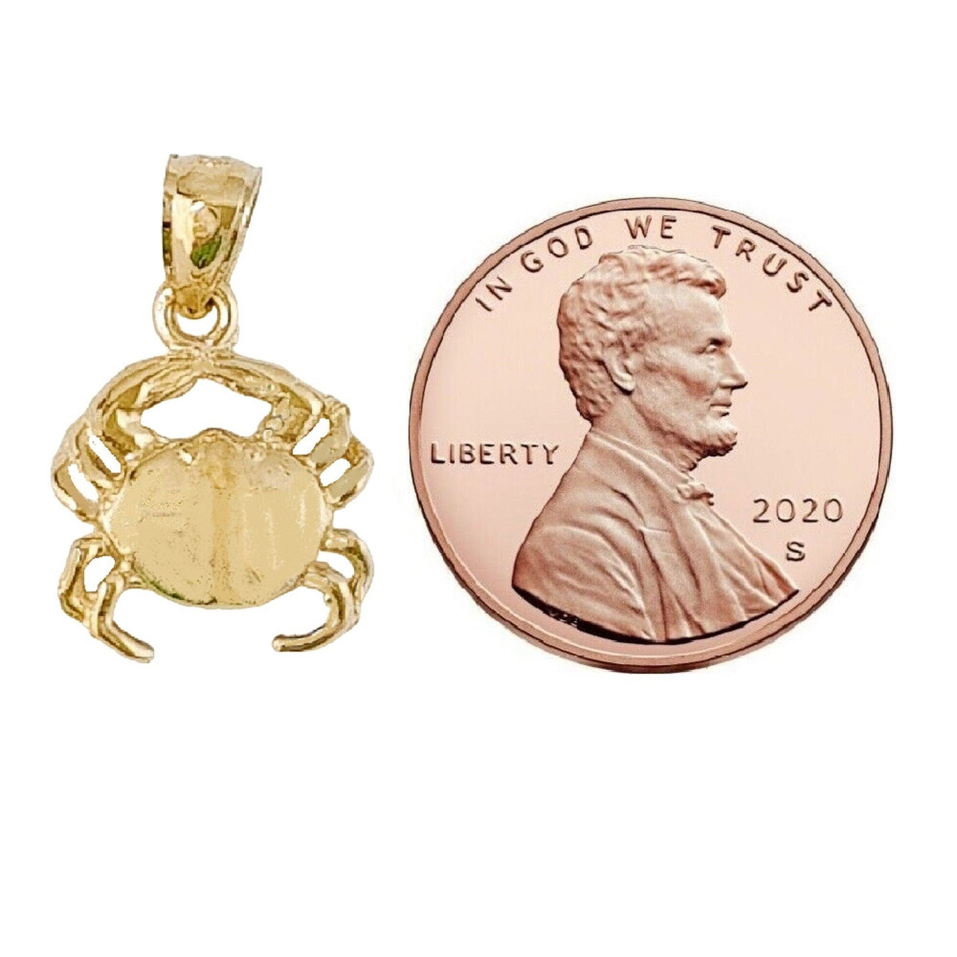 14K Yellow Gold Crab Pendant