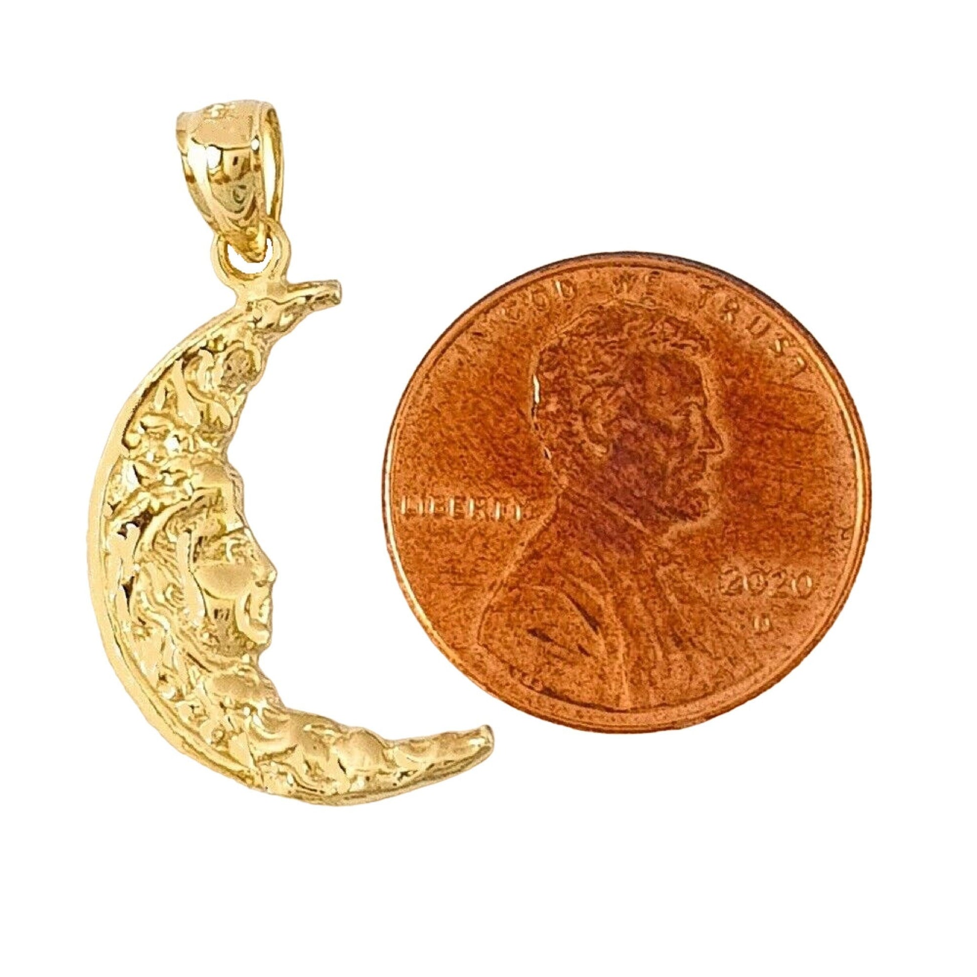 14K Yellow Gold Crescent Moon Pendant