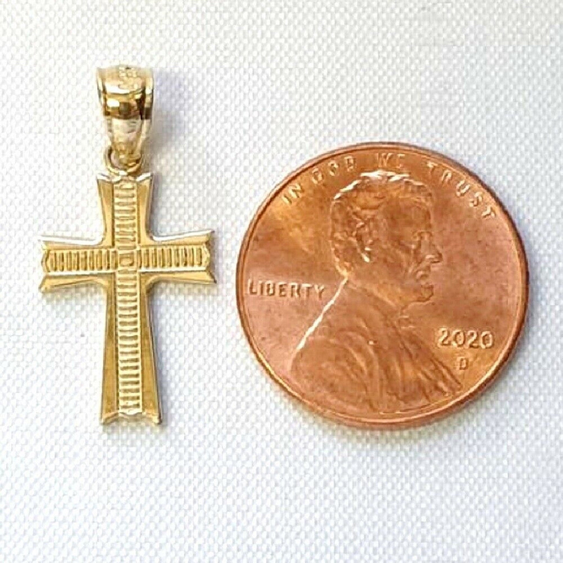 14K Yellow Gold Cross Charm Pendant