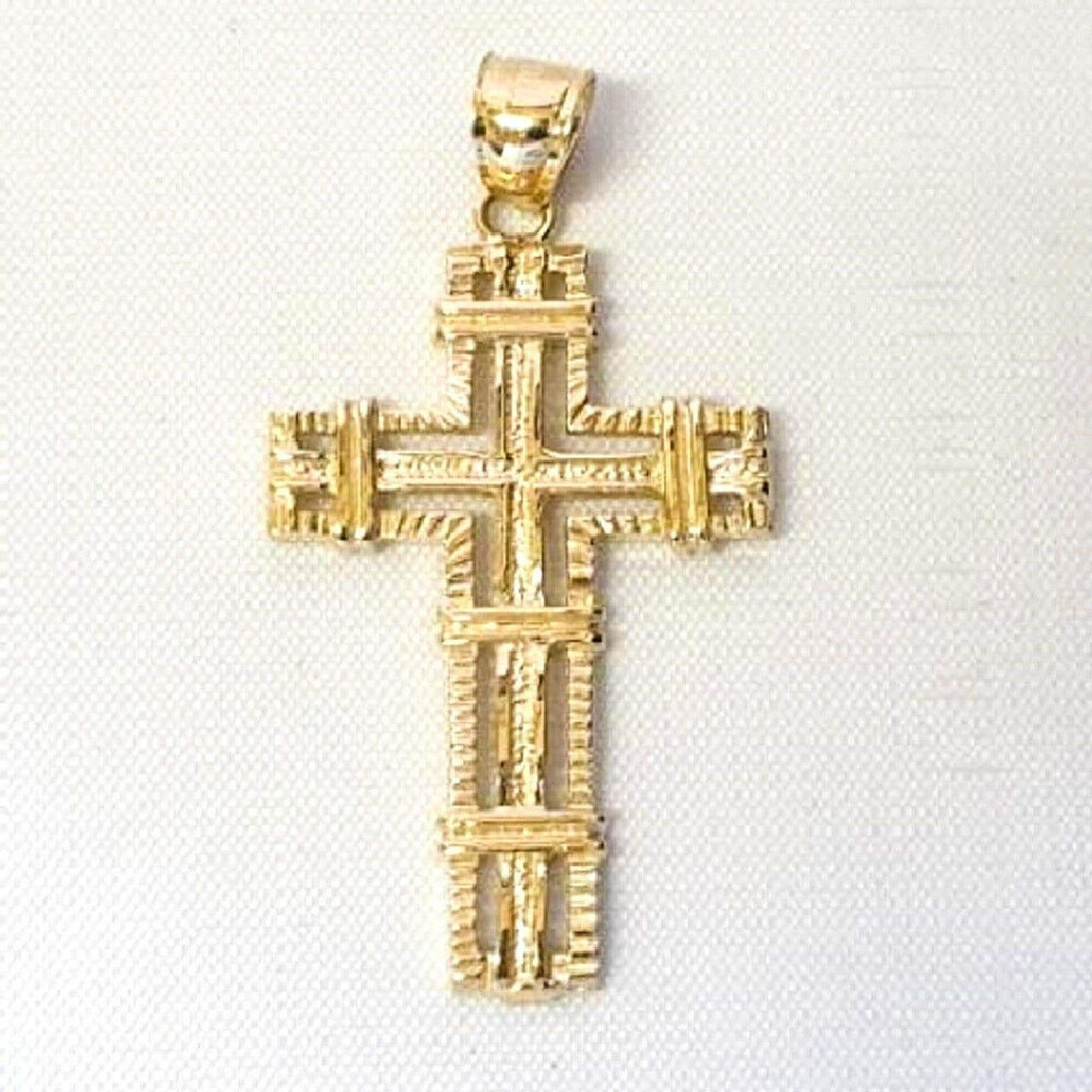 14K Yellow Gold Cross Large Pendant
