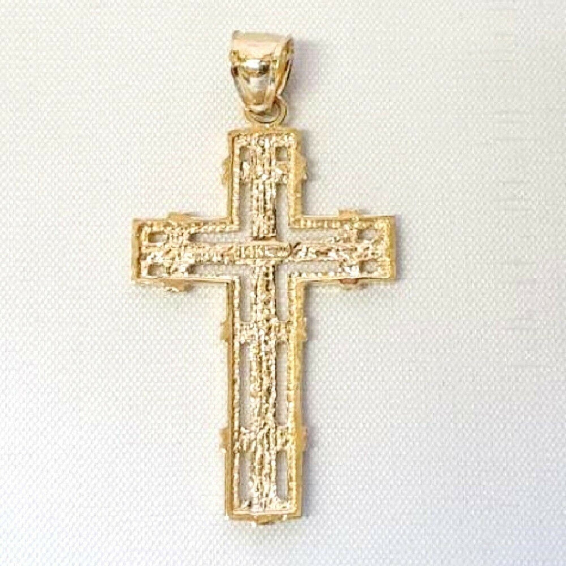 14K Yellow Gold Cross Large Pendant