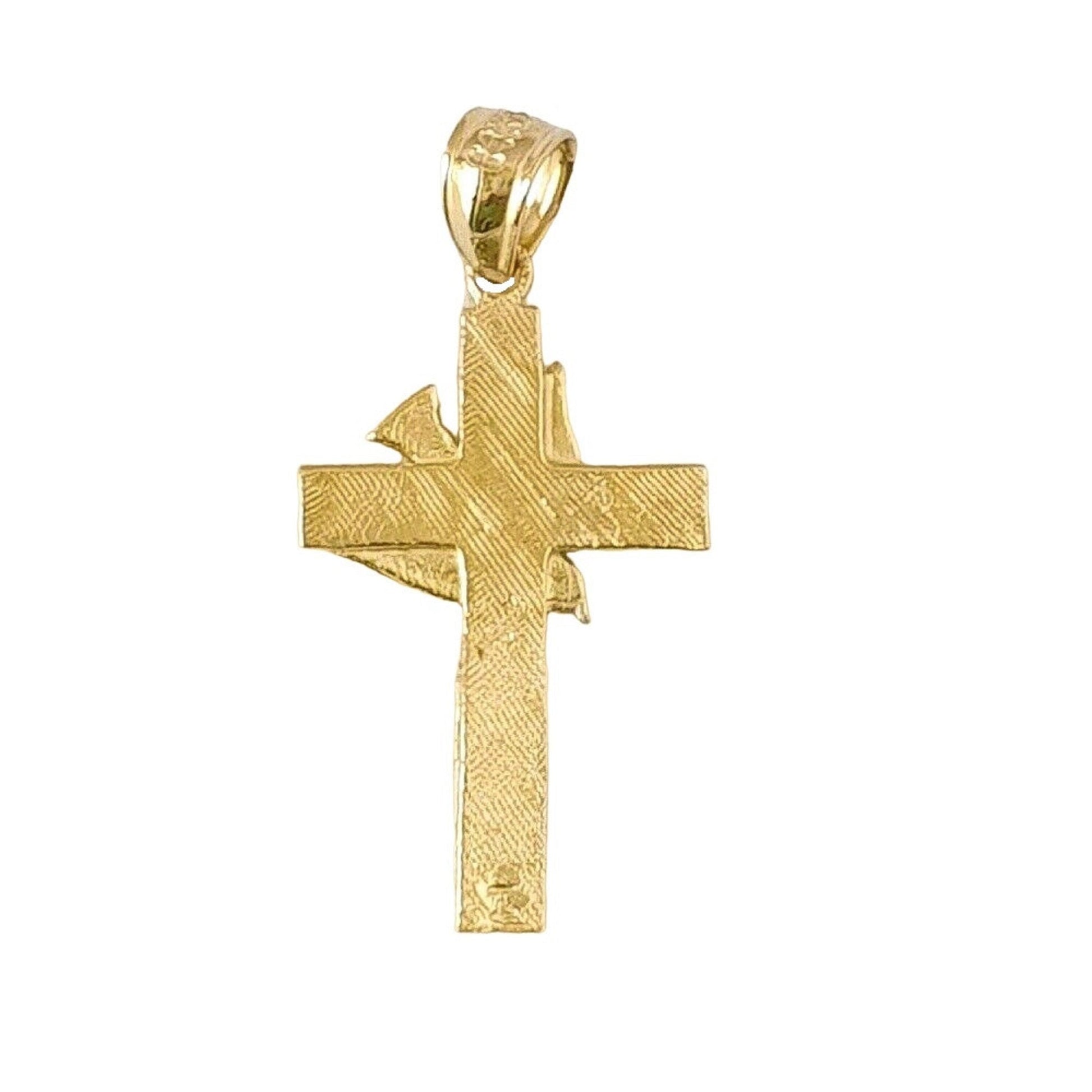 14K Yellow Gold Cross w/ Dove Pendant