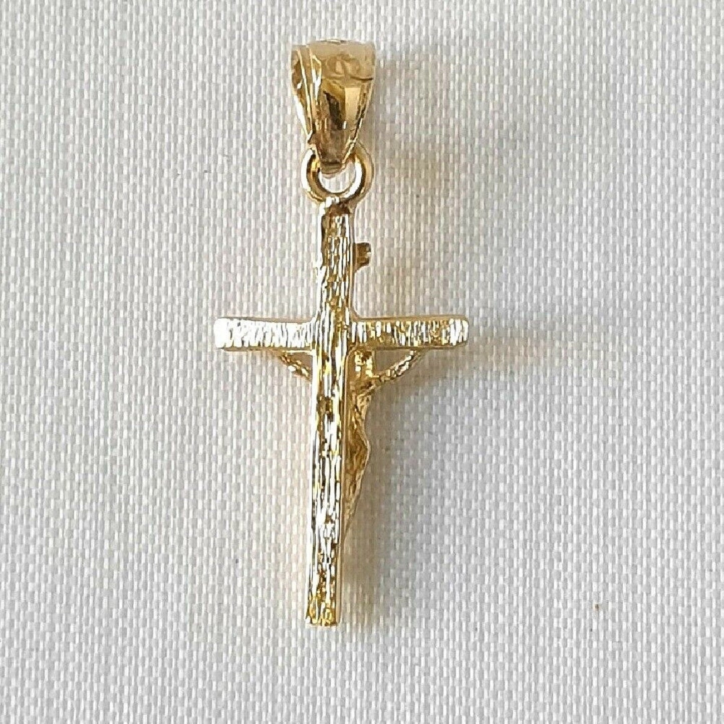 14K Yellow Gold Crucifix Cross 3D Pendant