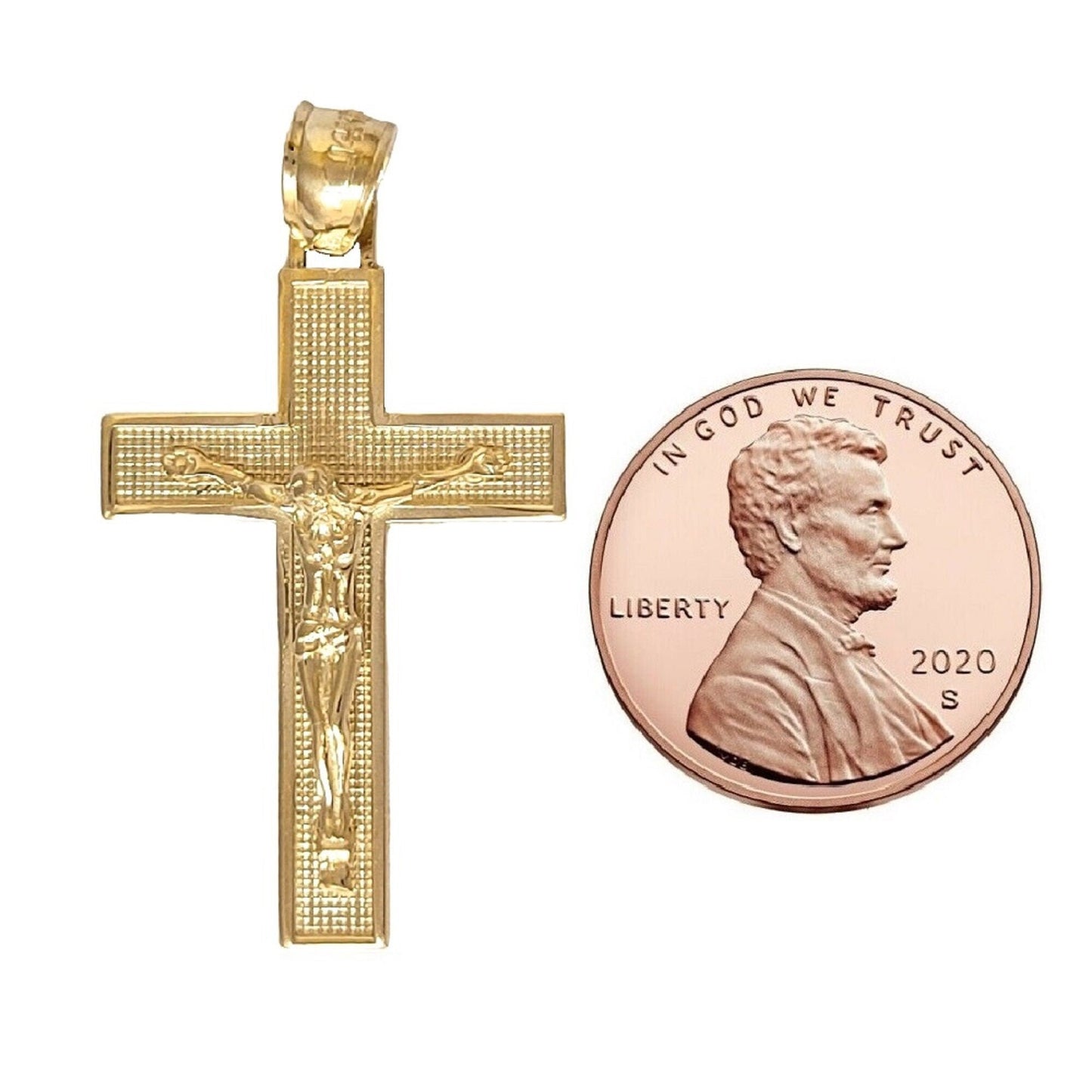14K Yellow Gold Crucifix Cross Pendant