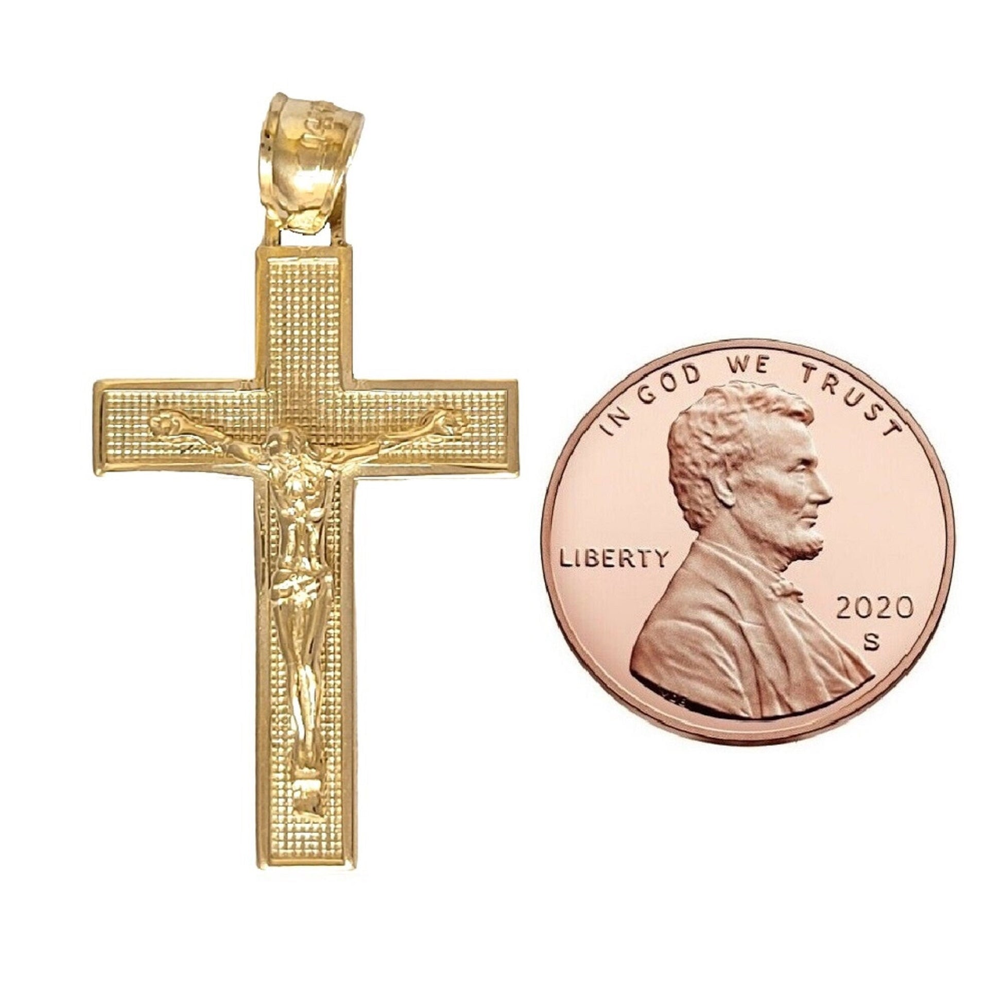 14K Yellow Gold Crucifix Cross Pendant