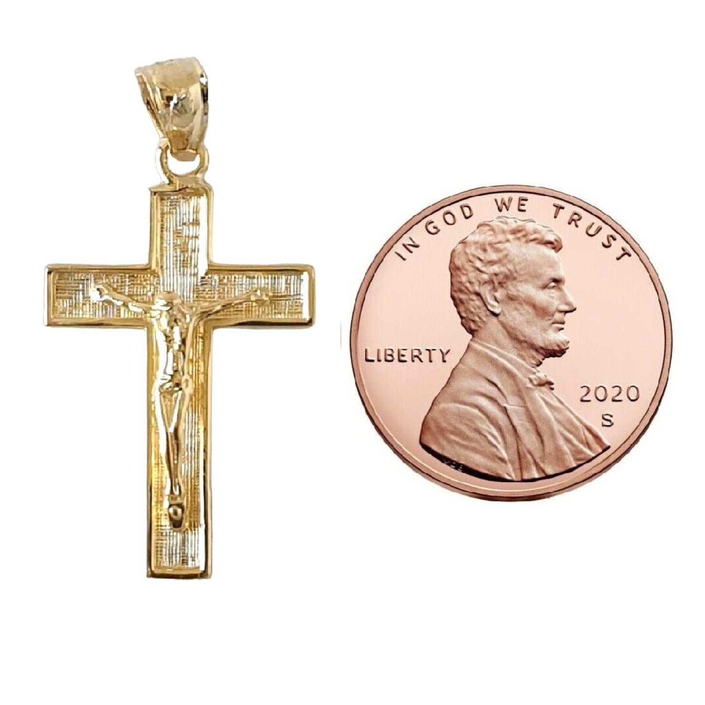 14K Yellow Gold Crucifix Cross Pendant