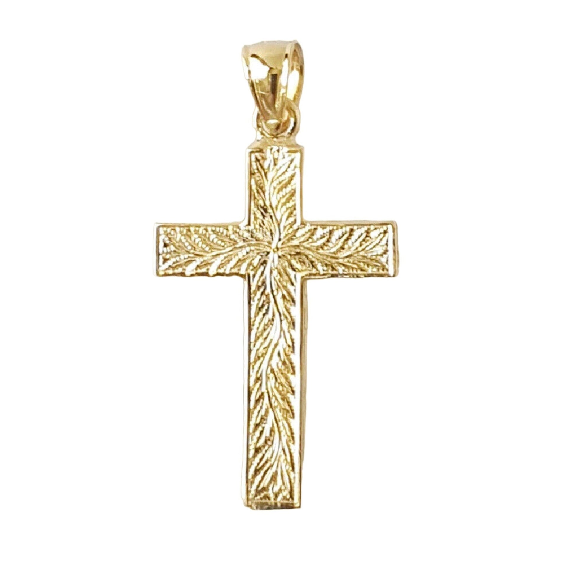14K Yellow Gold Crucifix Cross Pendant