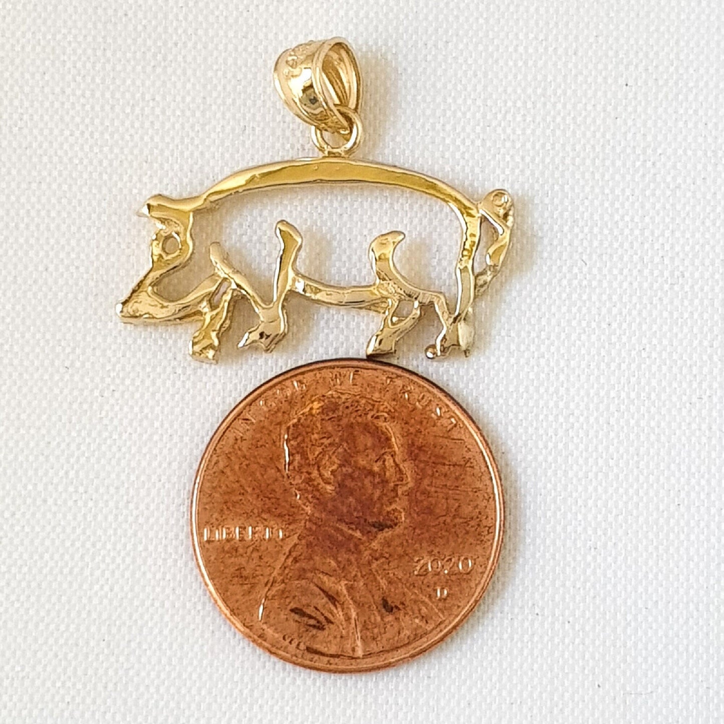 14K Yellow Gold Cut-out Pig Pendant