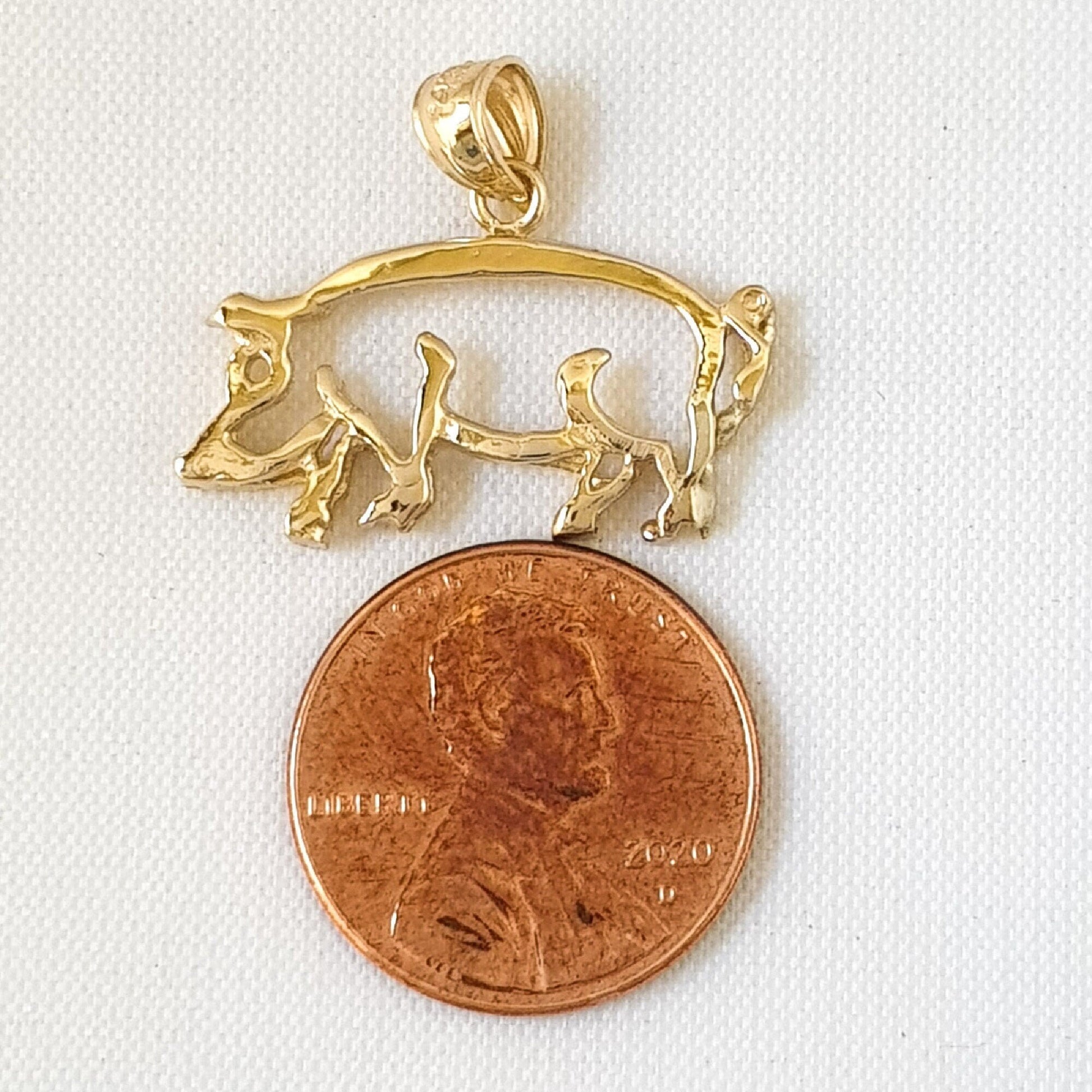 14K Yellow Gold Cut-out Pig Pendant