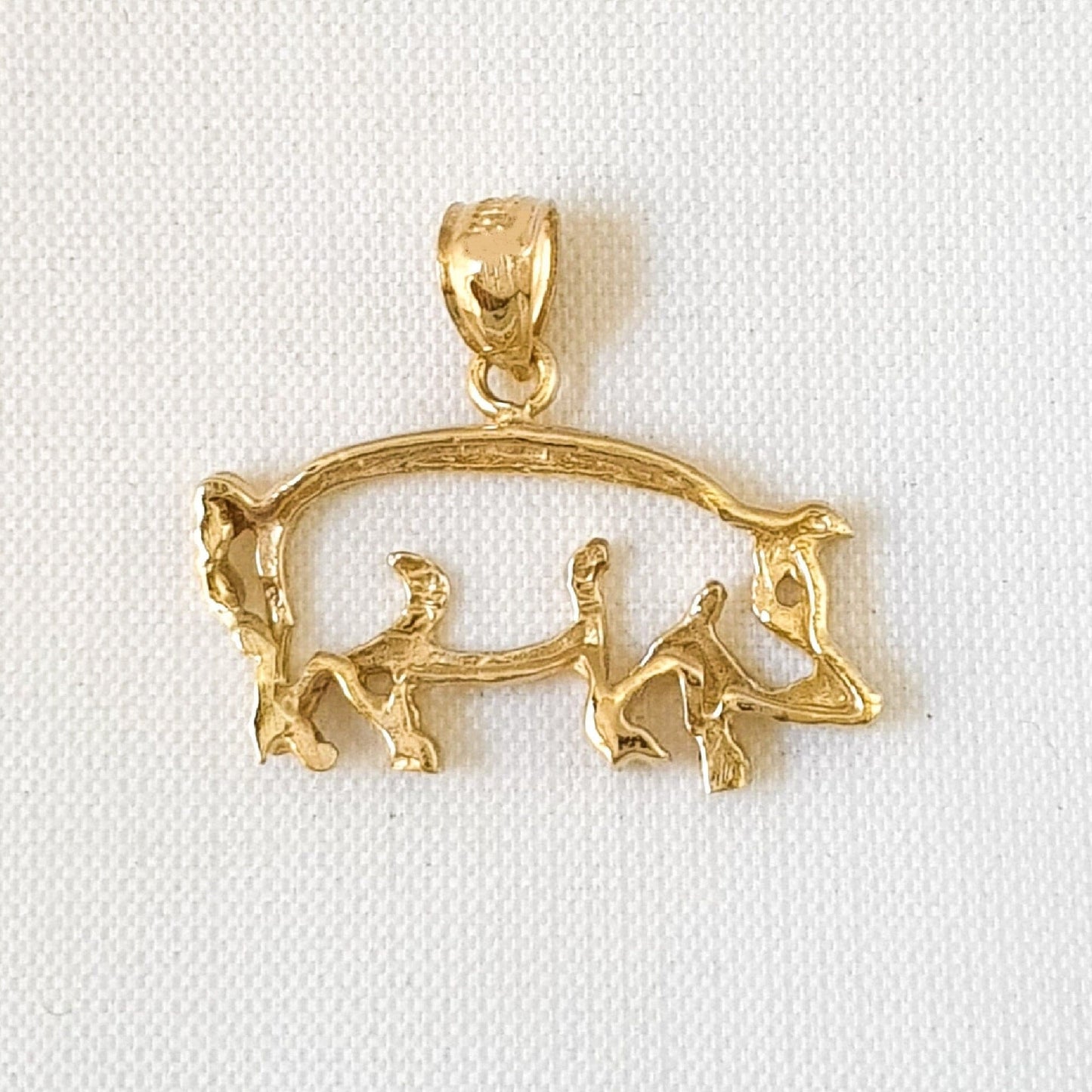 14K Yellow Gold Cut-out Pig Pendant