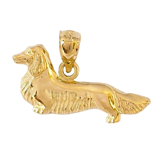 14K Yellow Gold Dachshund Dog Pendant