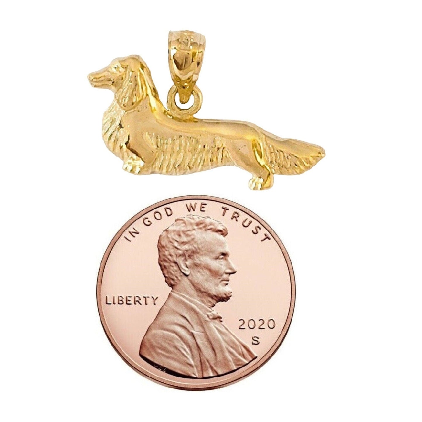 14K Yellow Gold Dachshund Dog Pendant