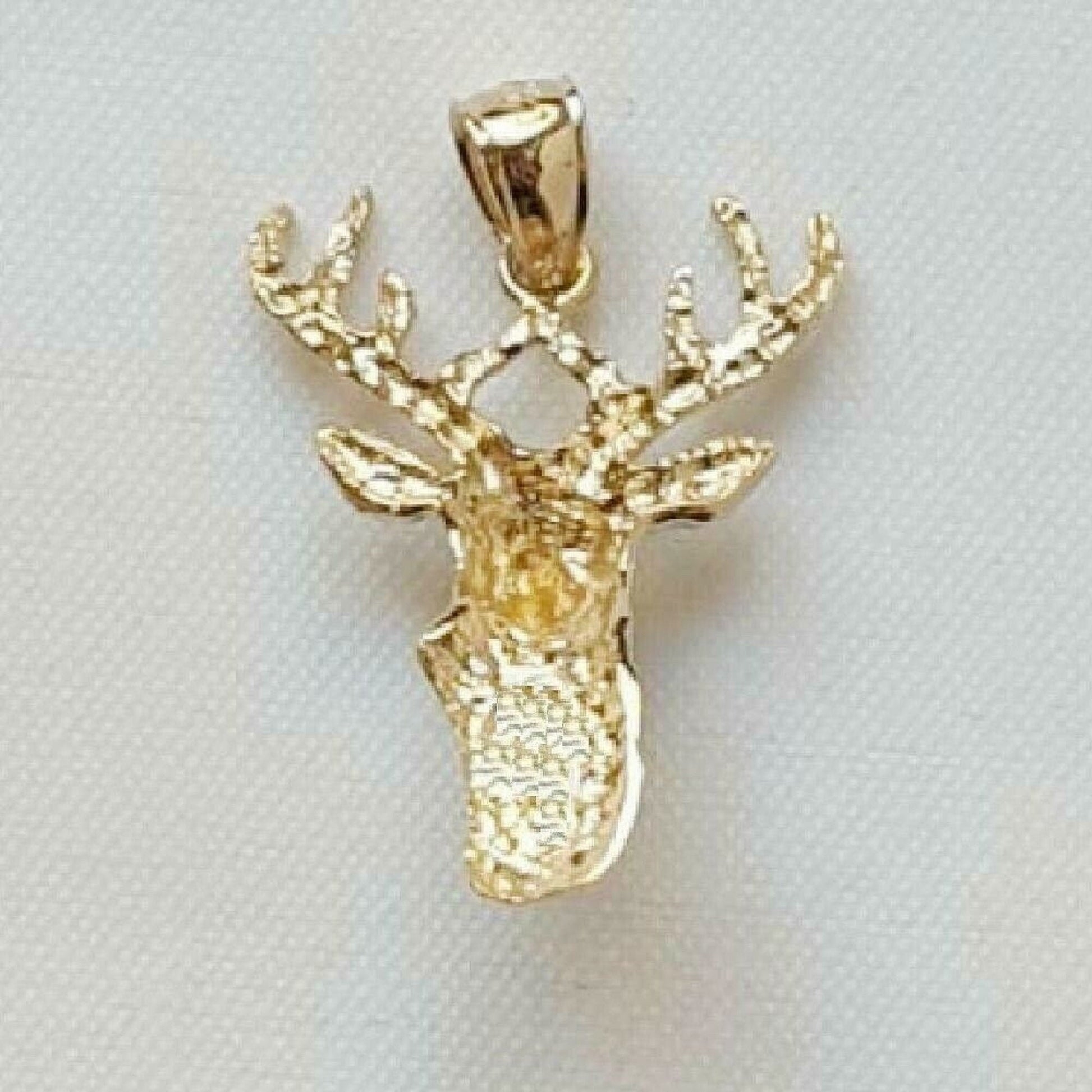 14K Yellow Gold Deer Head Pendant