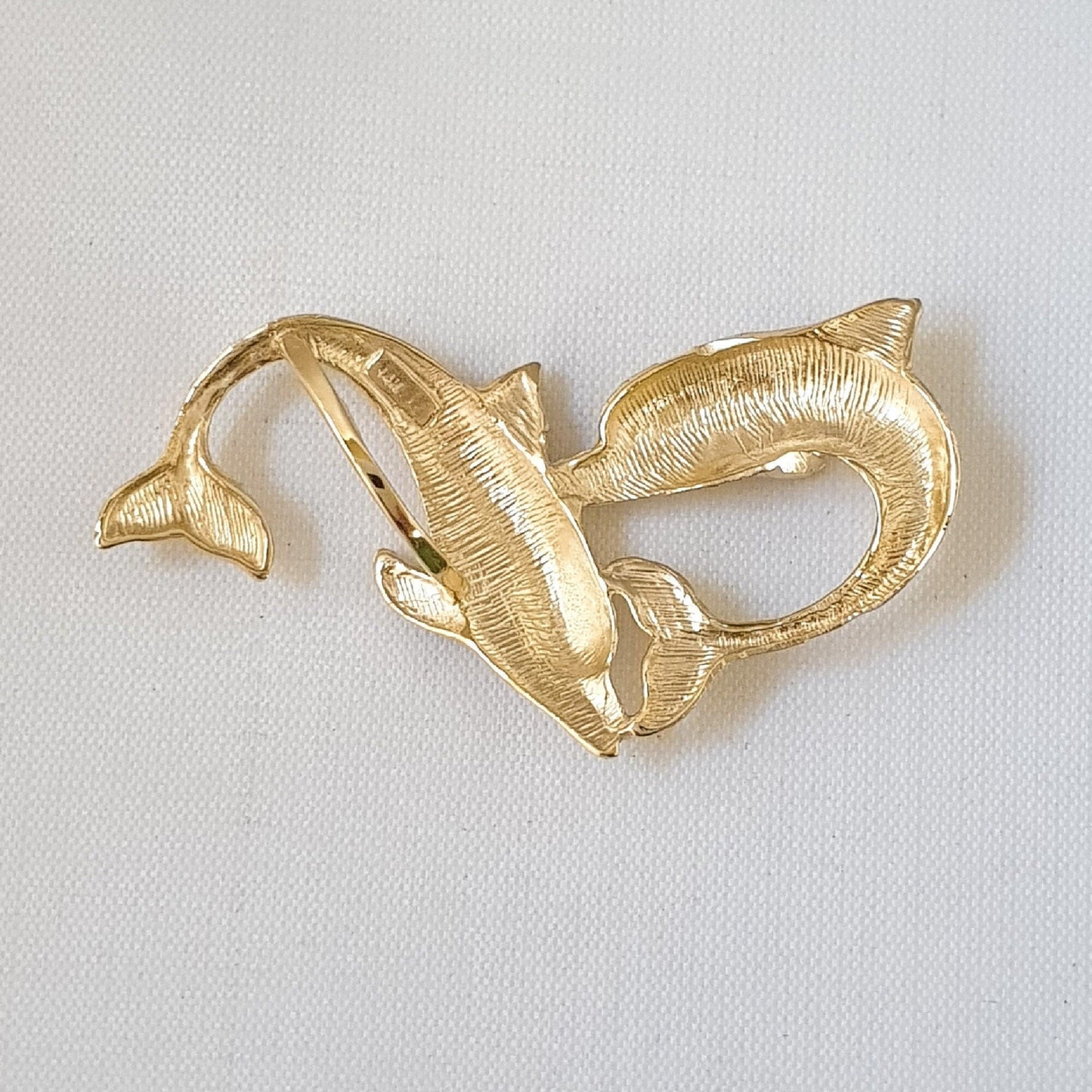14K Yellow Gold Dolphins Slide Pendant