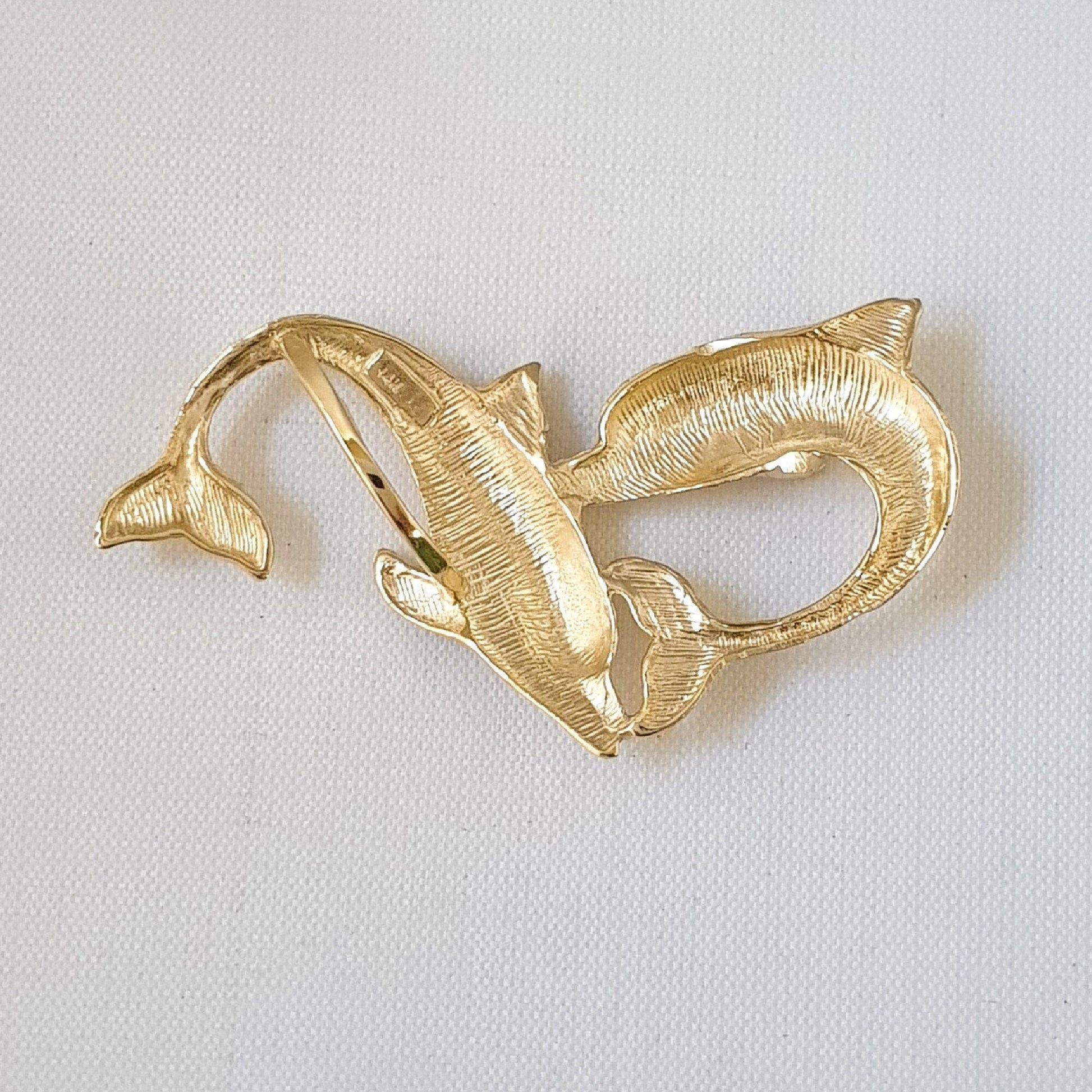 14K Yellow Gold Dolphins Slide Pendant