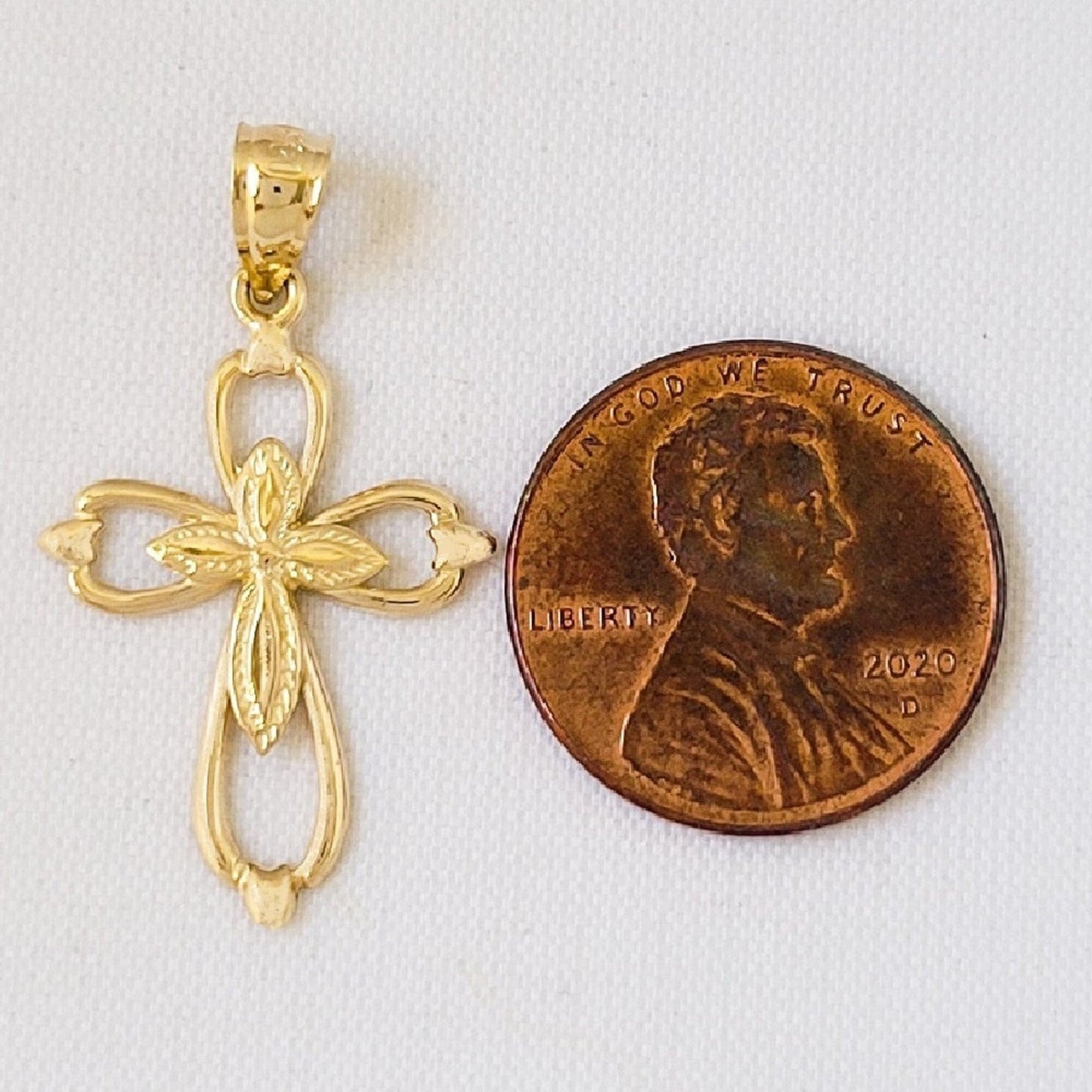 14k Yellow Gold Double Cross Pendant