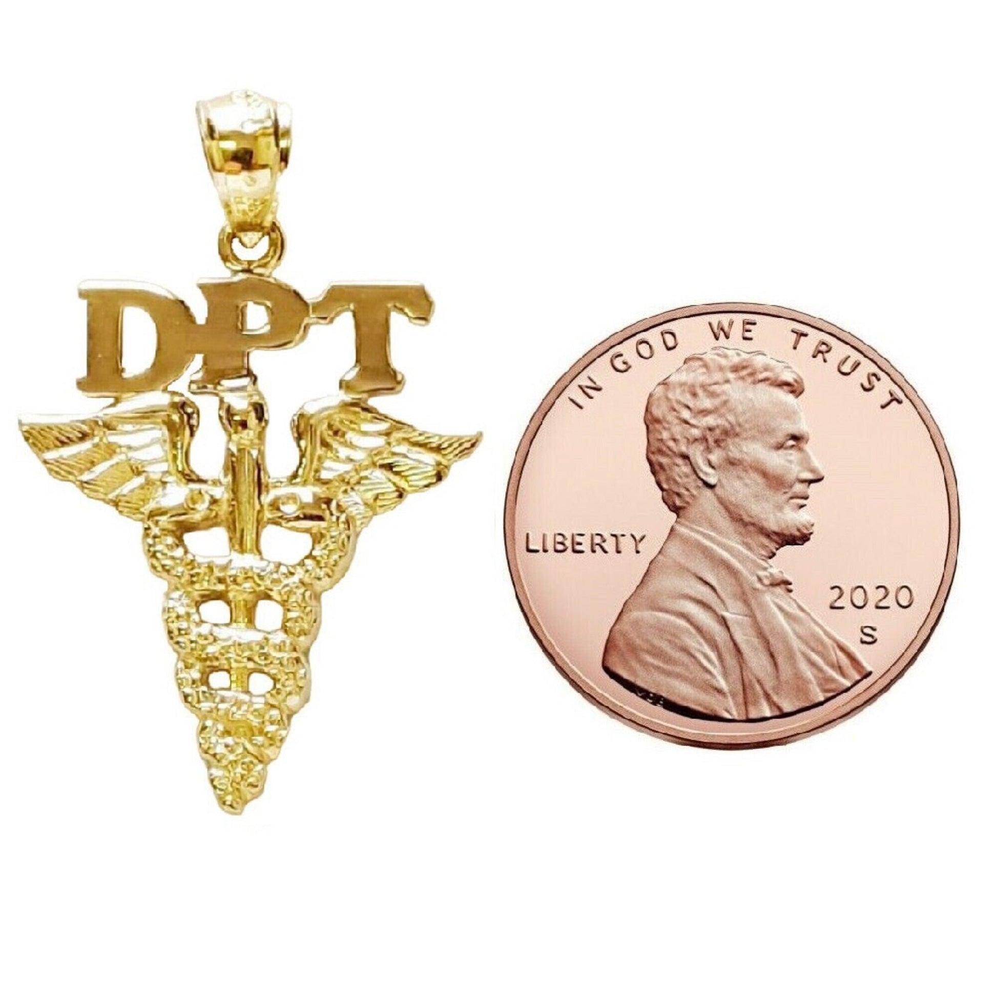 14K Yellow Gold DPT Doctor of Physical Therapy Pendant
