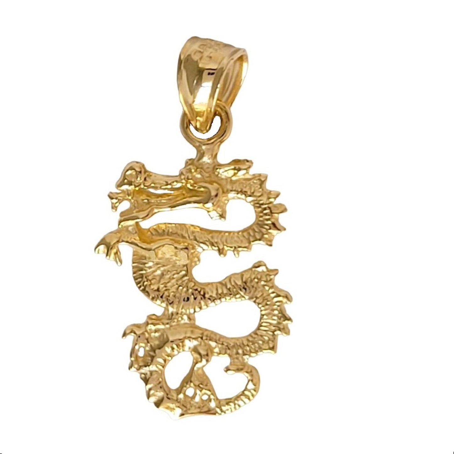 14K Yellow Gold Dragon 3D Pendant