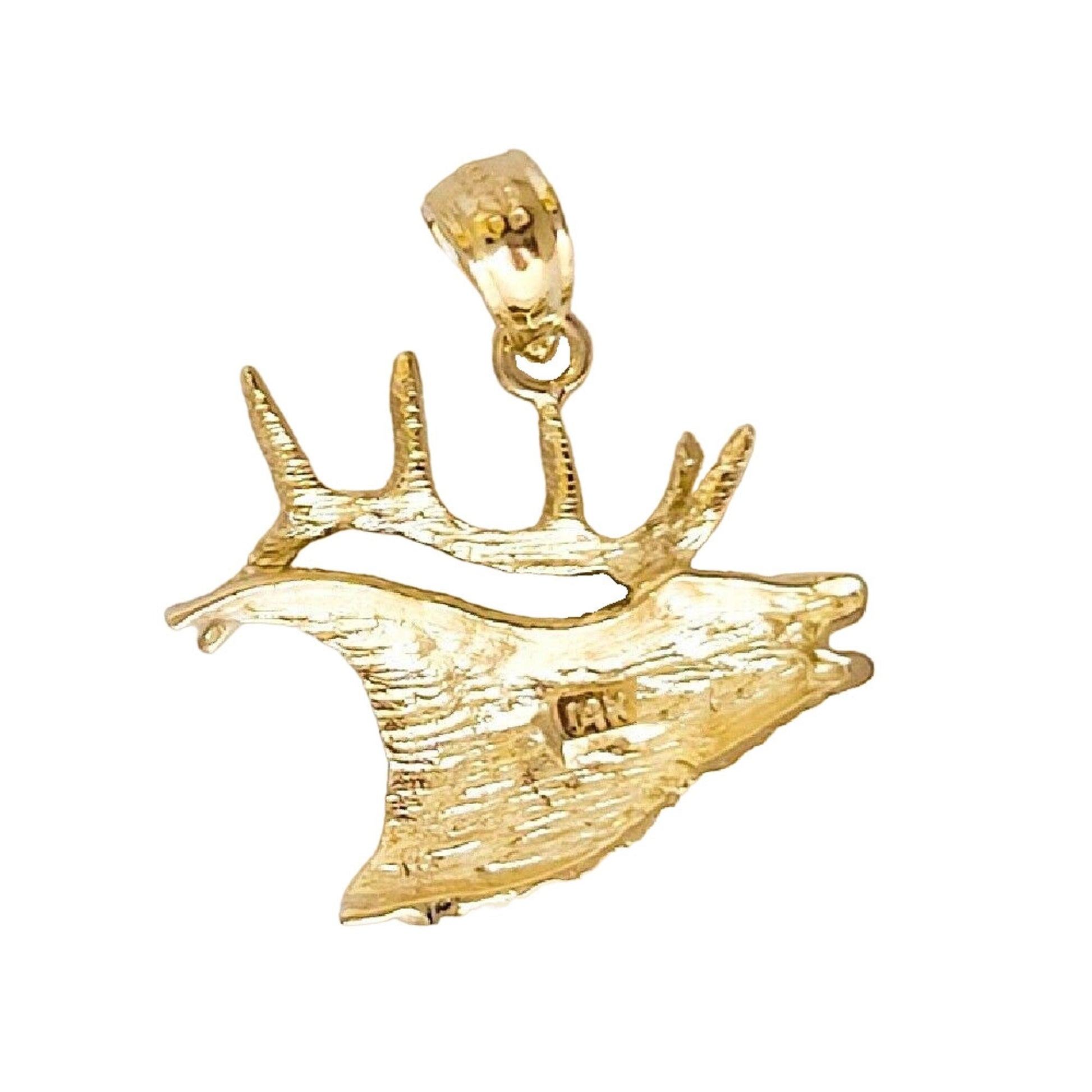 14K Yellow Gold Elk Deer Pendant