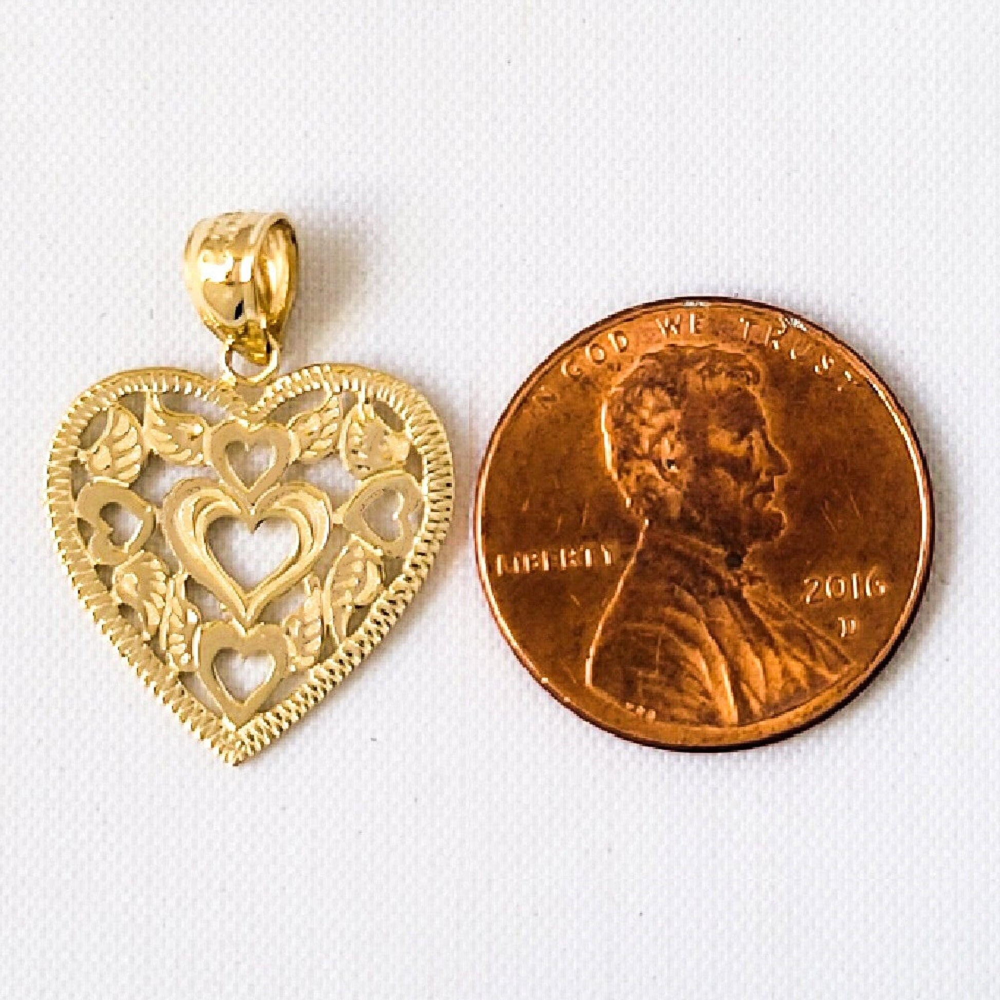14k Yellow Gold Filigree Heart Pendant