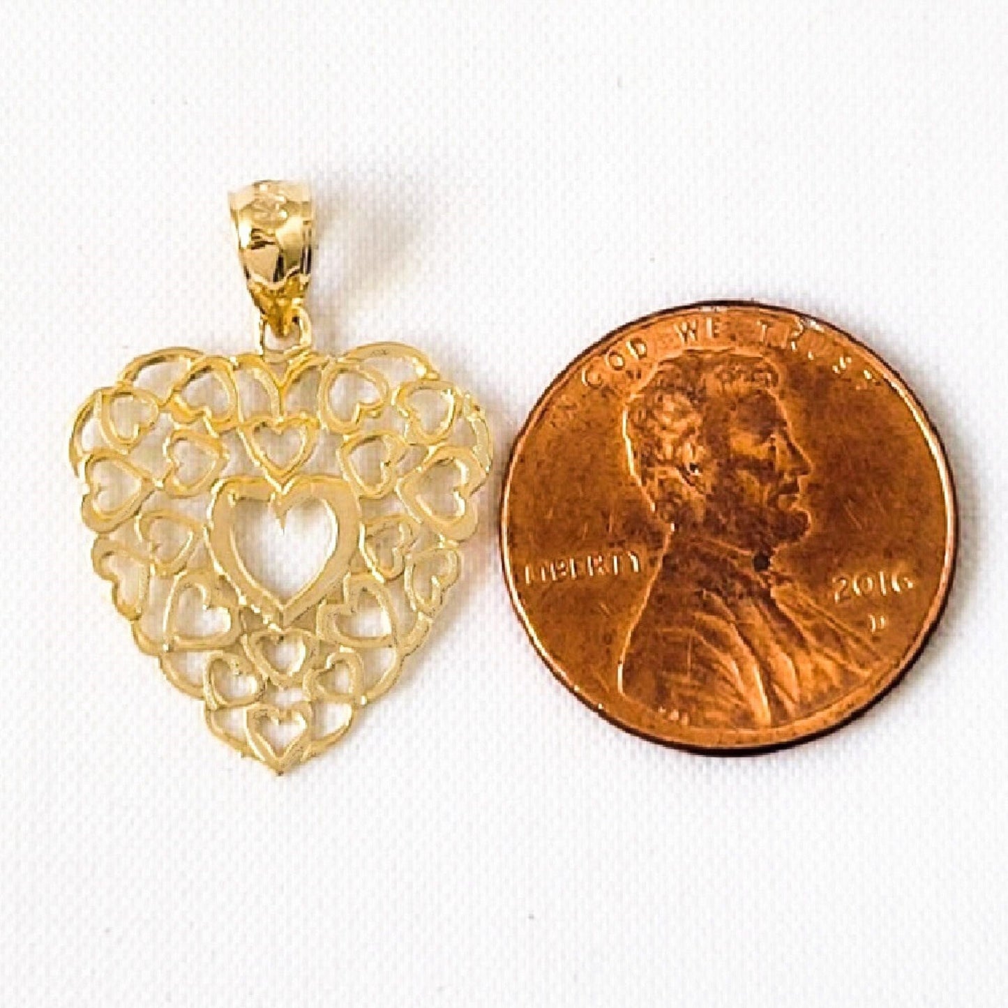 14k Yellow Gold Filigree Heart Pendant