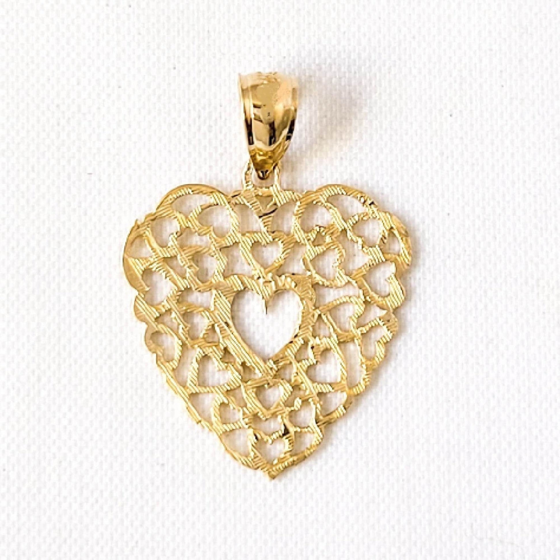 14k Yellow Gold Filigree Heart Pendant