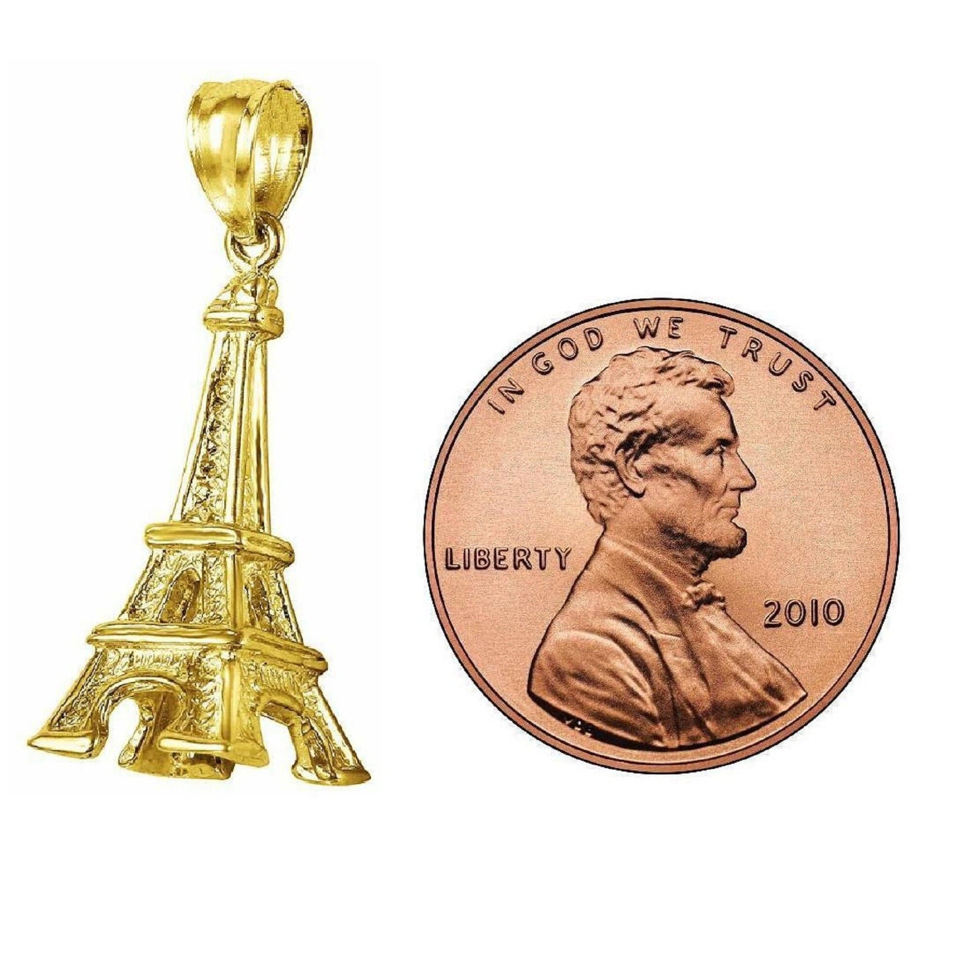 14K Yellow Gold EIFFEL TOWER 3D Pendant