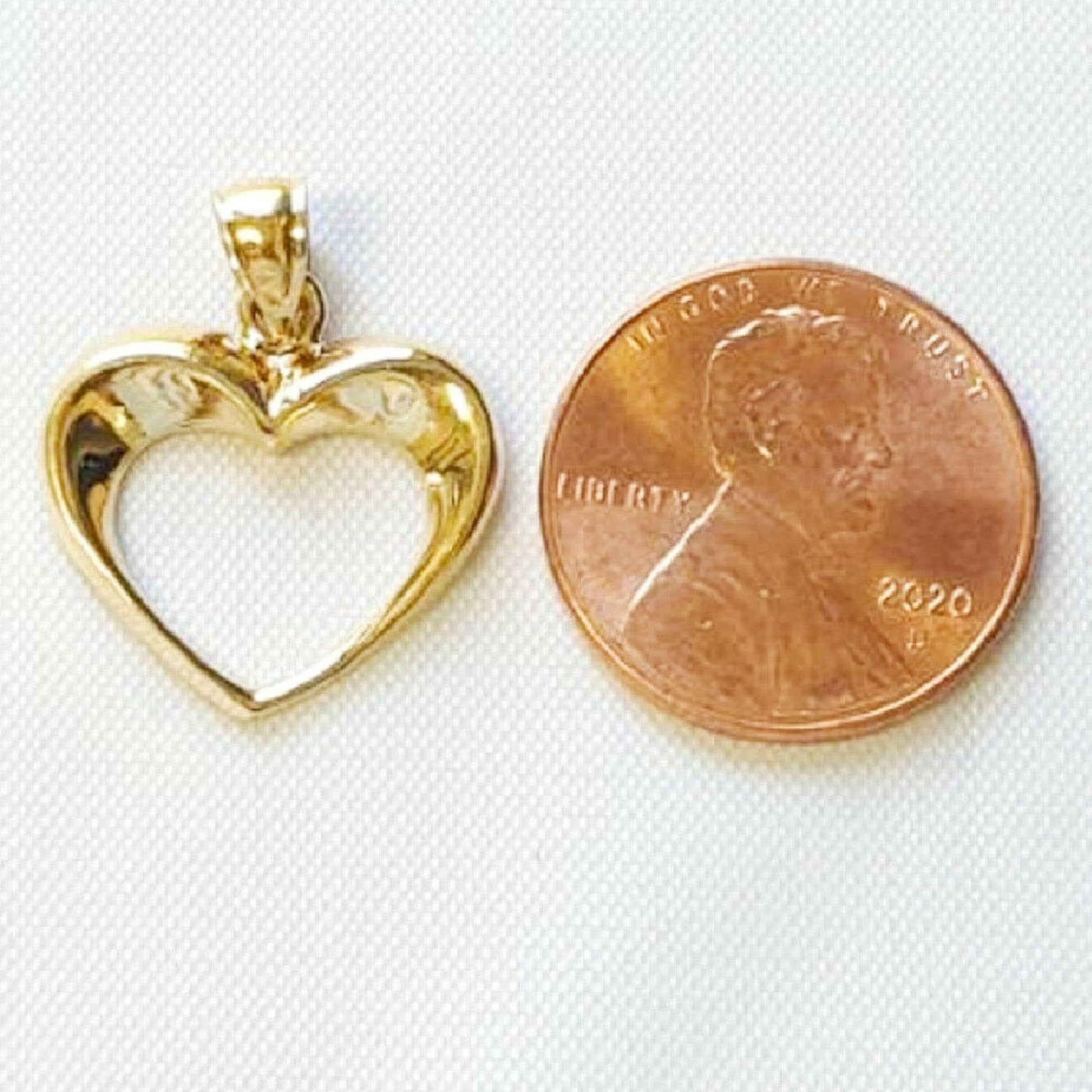 14K Yellow Gold Floating Heart Pendant