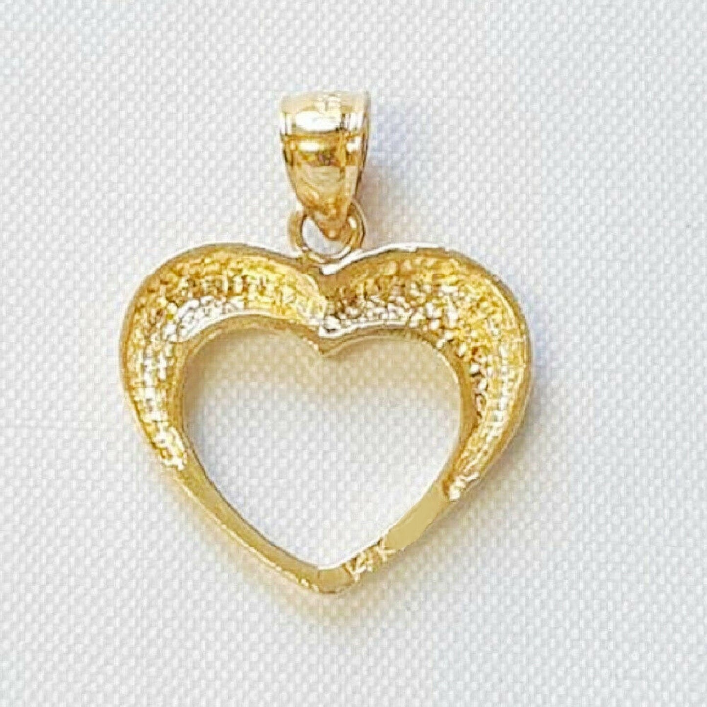 14K Yellow Gold Floating Heart Pendant
